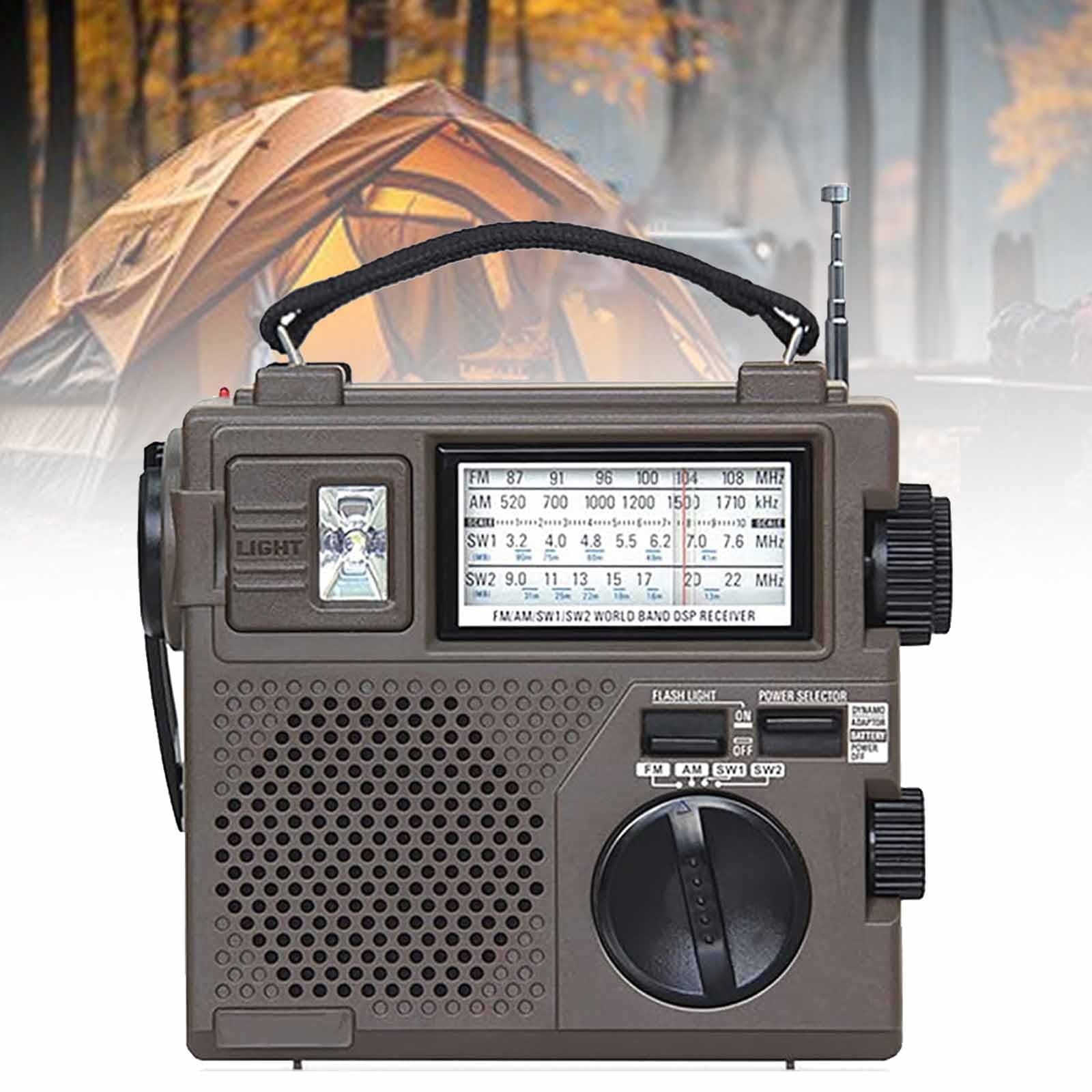 Awaryjne radio pogodowe z latarką, ręcznie korbowane/USB/zasilanie bateryjne do survivalu na świeżym powietrzu i przerw w dostawie prądu