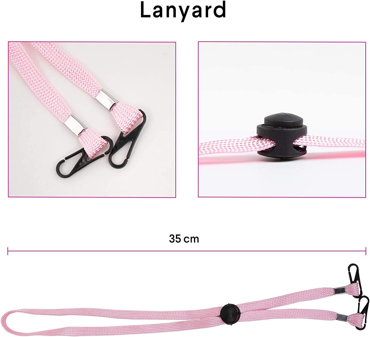 4 Pack Mask Holder Adjustable Length Face Mask Lanyard Convenient Safety Hanger Facemask Rest for Kids Senior Adults Comfortable Around The Neck (Pink)