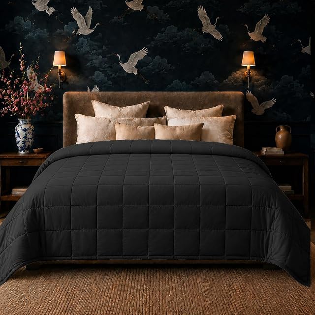 HomeSmart Weighted Blanket, King Size, 50lbs, 88x104, Black | Extra Heavy, Fits Standard and California King Beds