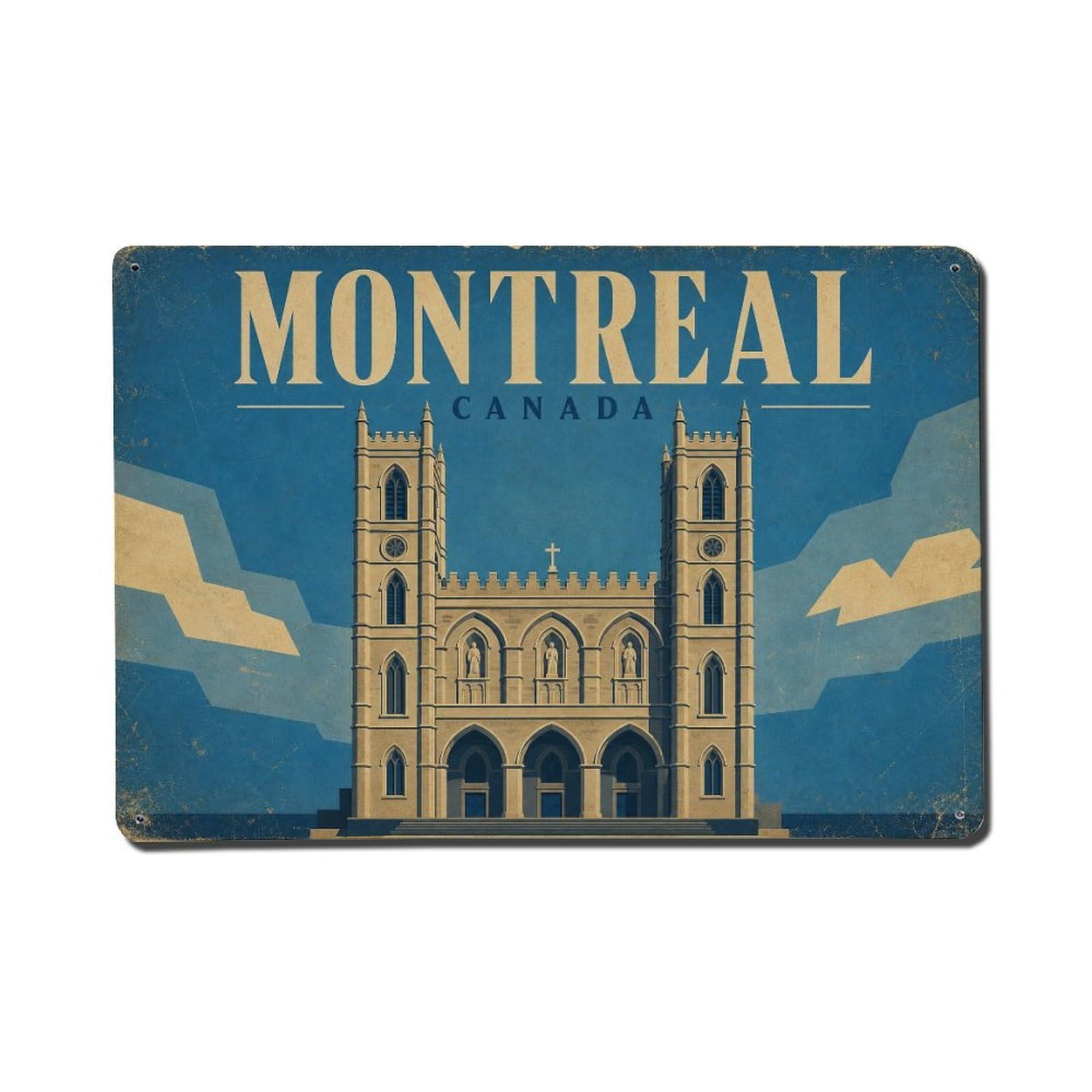 Vintage Travel Canada Montreal Metal Tin Sign