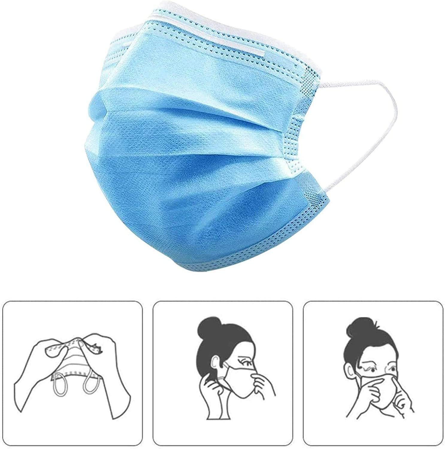 50 Pcs Disposable Face Mask - Anti-Dust Filter, Breathable, 3 Layers of Purifying