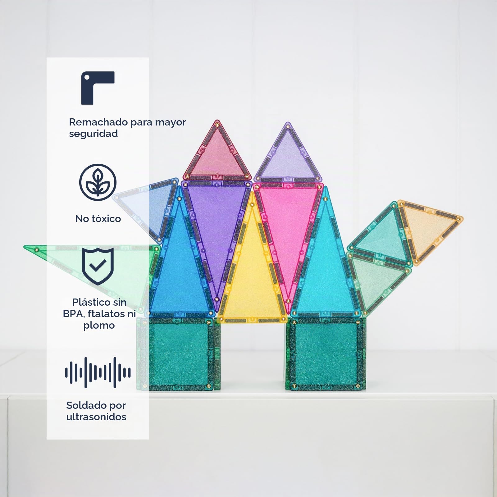 CONNETIX Azulejos Magnéticos Glitter Paquete Castillo, 48 Piezas