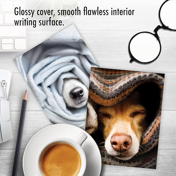Best Card Co 20 Bulk Dog Note Cards Blank (4 x 5.12 Inch) Pups in a Blanket Adorable Puppy Notecards for Animal Lovers AM9265OCB-B2x10-NB