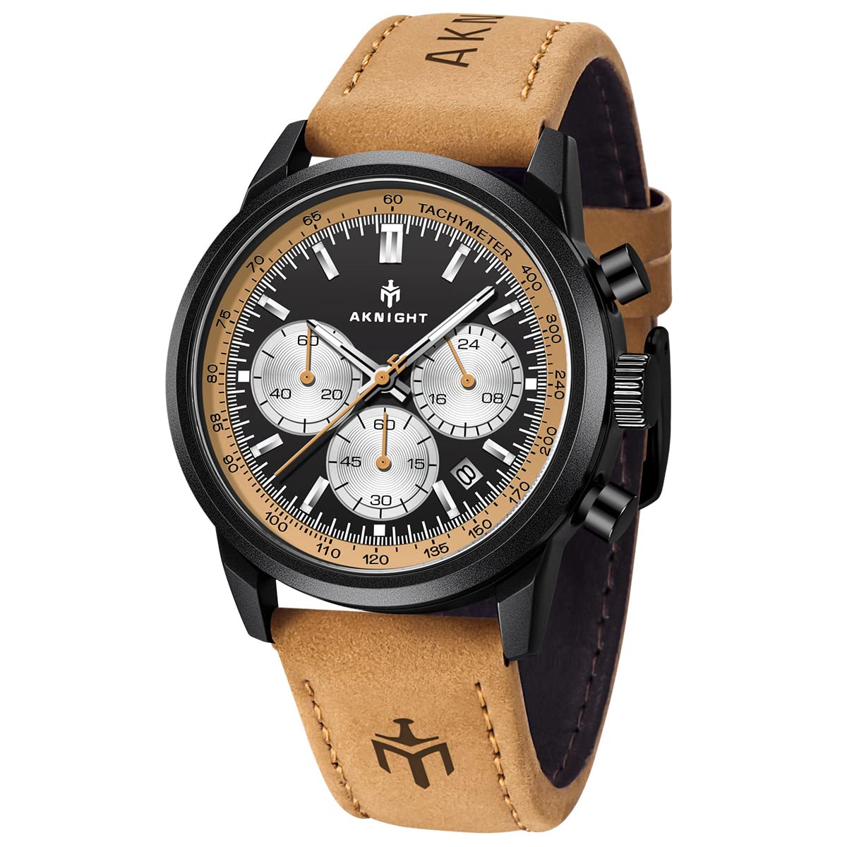AKNIGHT Men Watch Watch for Men Waterproof Stainless Steel Chronograph Quartz Analog Fashion Business Sport Work Wrist Watches, Brown, Fashion (B0CD181PFB) Amazon Price History, Amazon Price Tracker