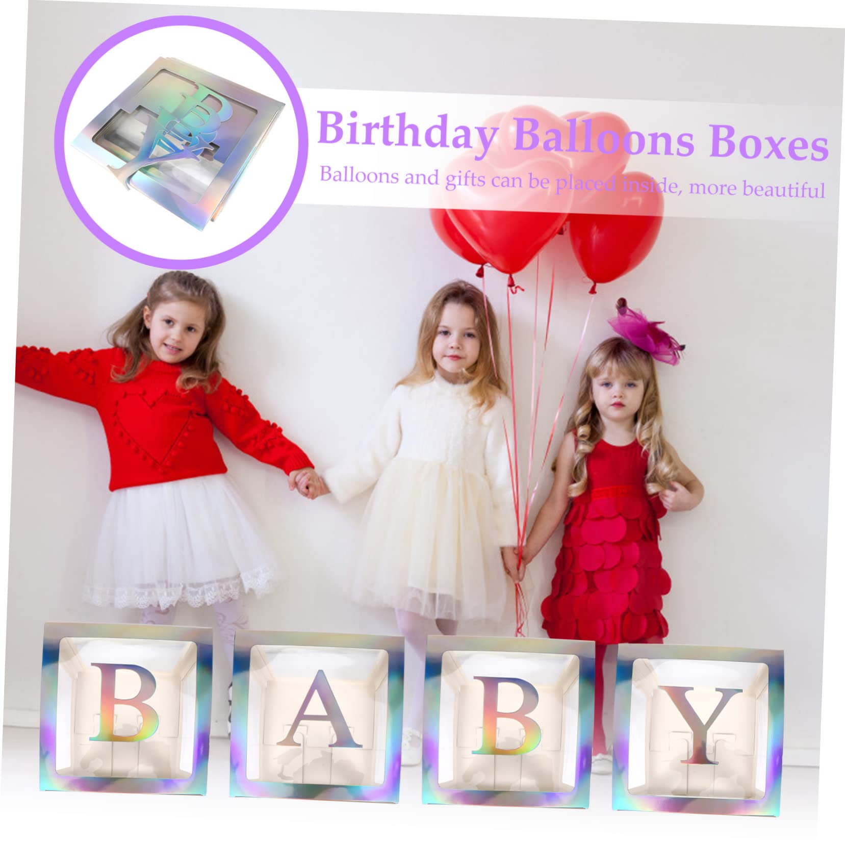 Transparente Babyparty Boxen aus Papier mit Silber Buchstaben
