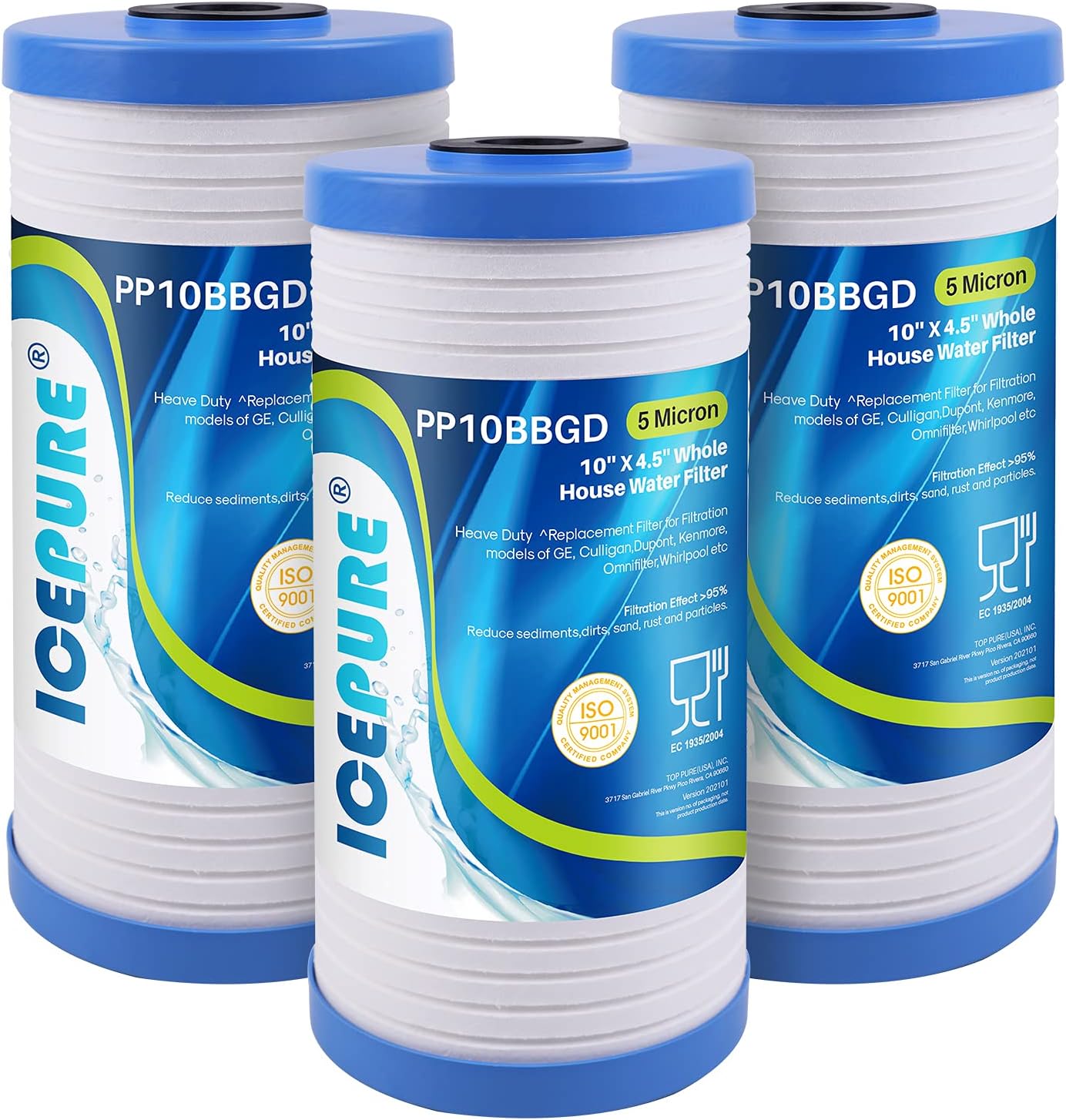 ICEPURE 5 Micron 10" x 4.5" Whole House Water Filter