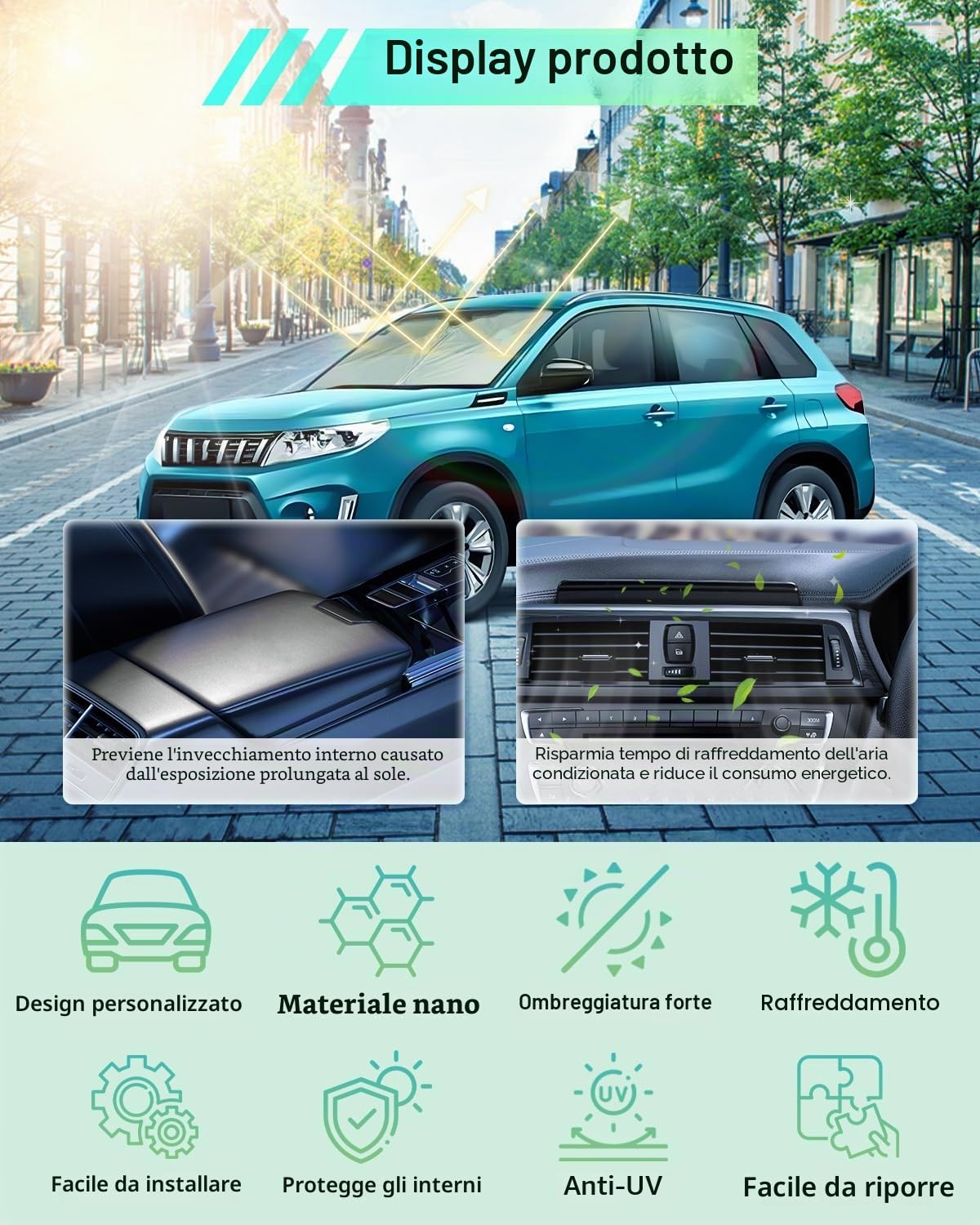 [Upgrade] GAFAT Suzuki Vitara LY iV-4 Hybrid 2016-2025 2026 Parasole, Parabrezza interno, Protezione Solare, Raffreddamento, Protezione UV, Suzuki Vitara Accessori