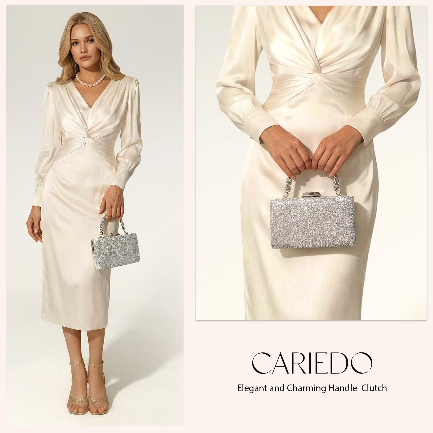 CARIEDO Women's Sparkling Clutch Purse Elegant Glitter Evening Bags Bling Evening Handbag for Dance Wedding Party Prom Bride - Image 2