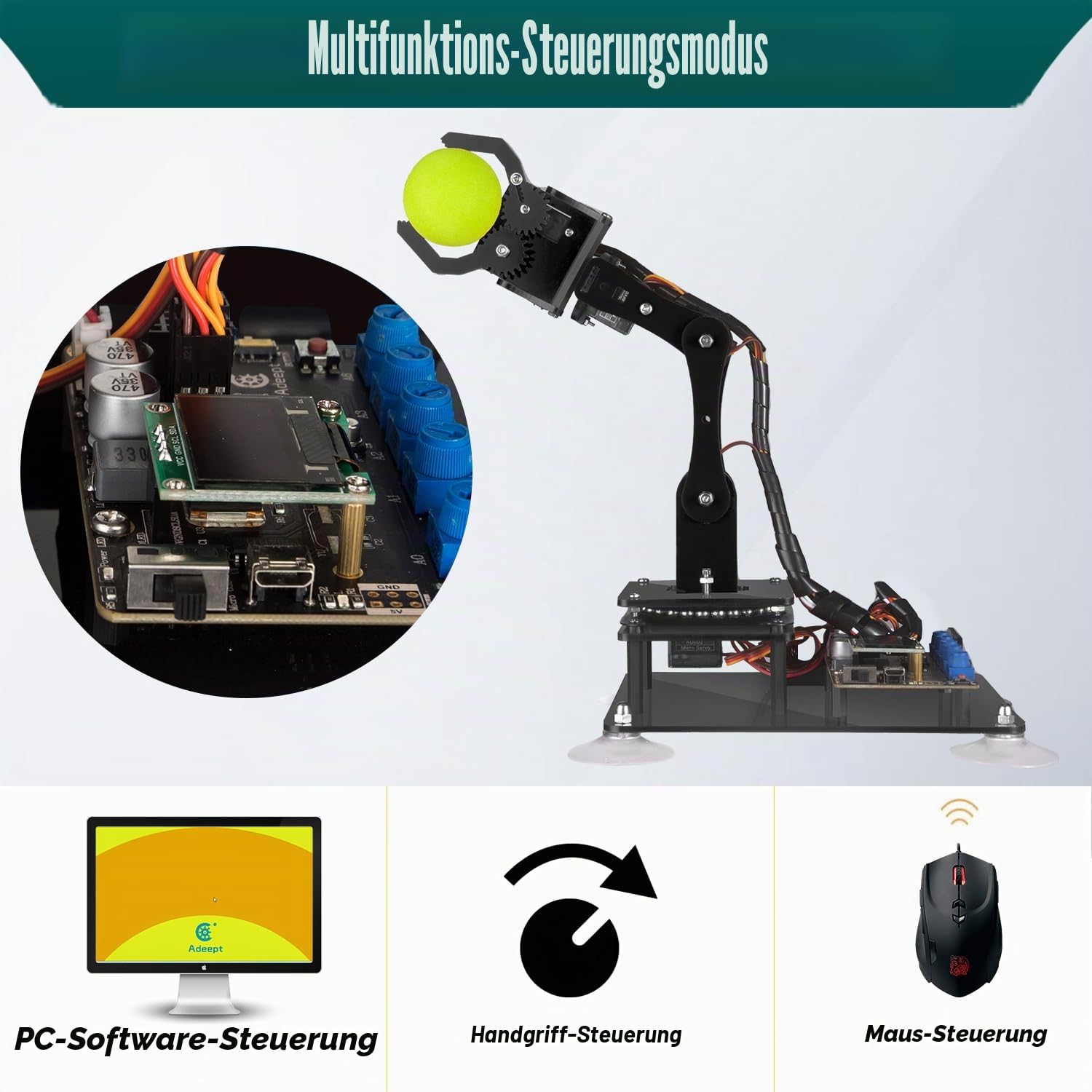 Adeept 5-DOF Robot Arm Kit, Programmable STEM Educational 5-Axis Robotic with OLED Display, DIY Robot Model, Compatible with Arduino IDE, PDF Tutorial(Orange)
