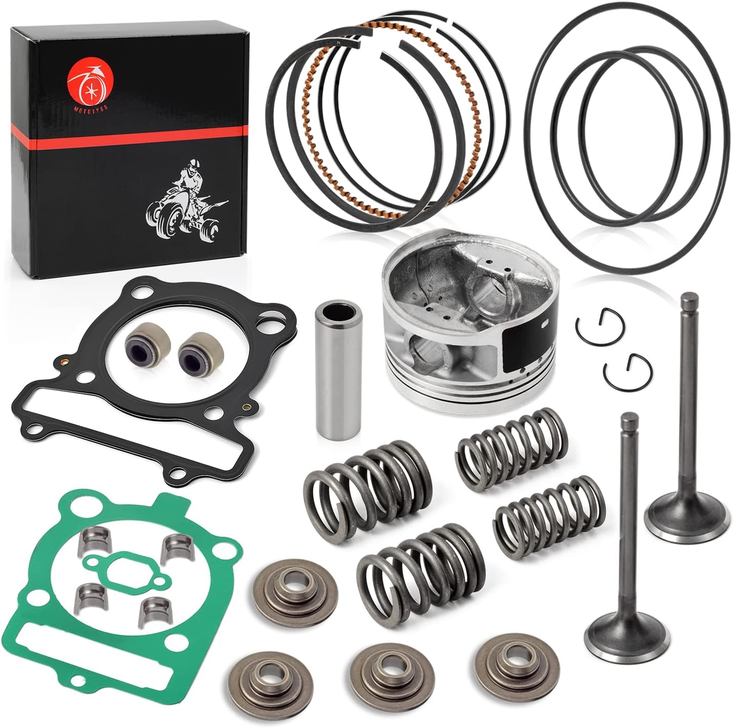 Top End Repair kit Piston + Ring & Intake Exhaust Valve Seal Spring Gasket For YAMAHA 350 Raptor Warrior Grizzly Big Bear Wolverine Bruin 350