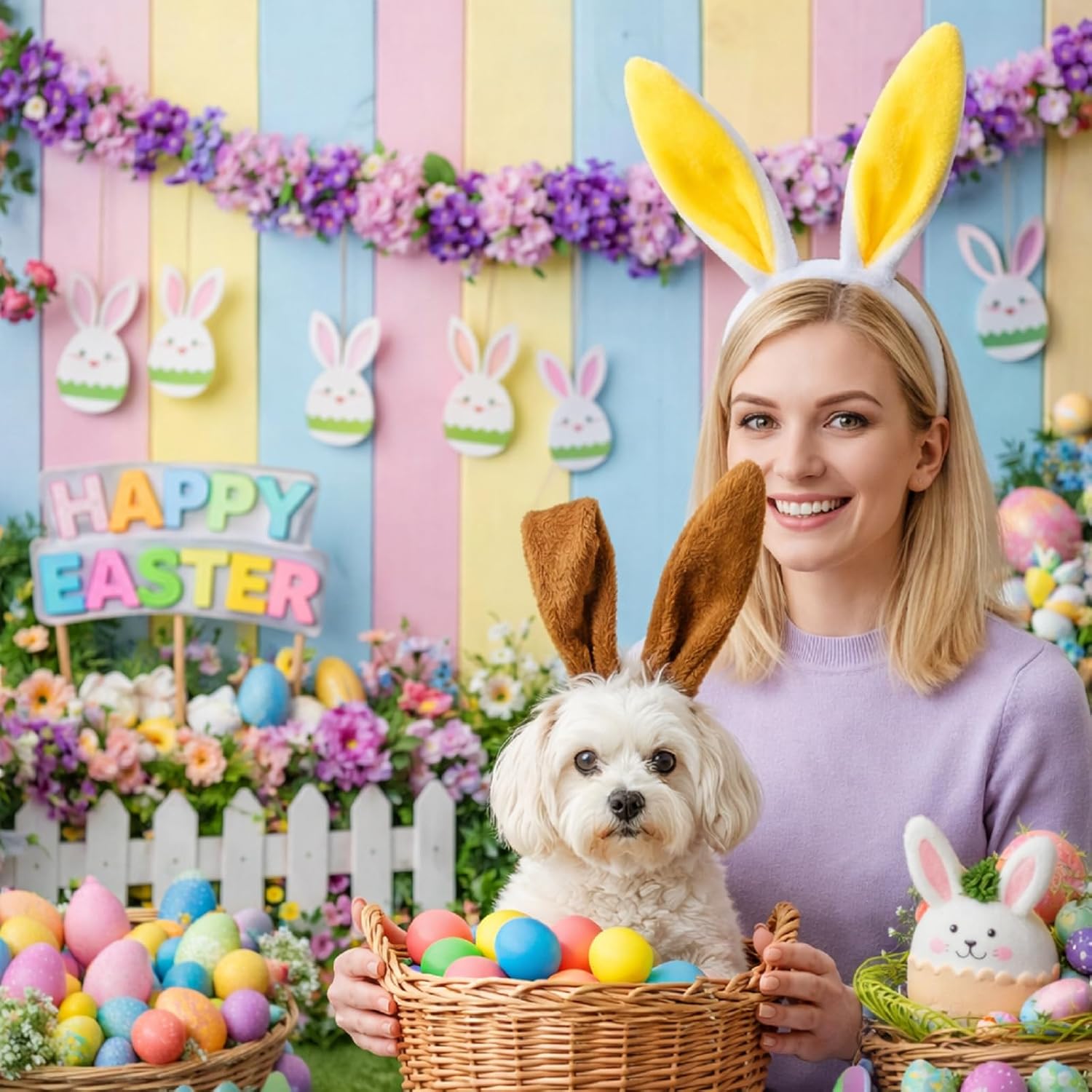 WILLBOND Easter Bunny Ears Simulation Plush Rabbit Ear Soft Bunny Headband for Cosplay Party Halloween