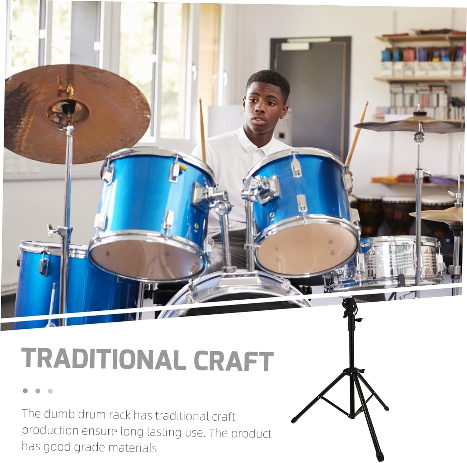 Snare Drum Bracket Drum Stand for Beginner Practice Instrument Rack Black