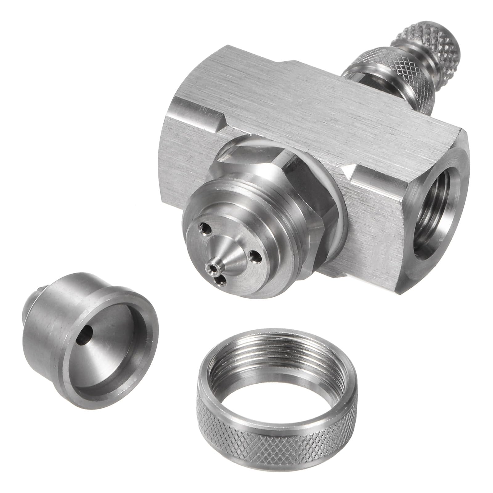 Boquilla de pulverización de aire, rosca hembra BSPT de 1/4", boquilla de pulverización de abanico plano de sifón de acero inoxidable de 80 grados, boquilla de flujo ajustable con cinta de sellado p