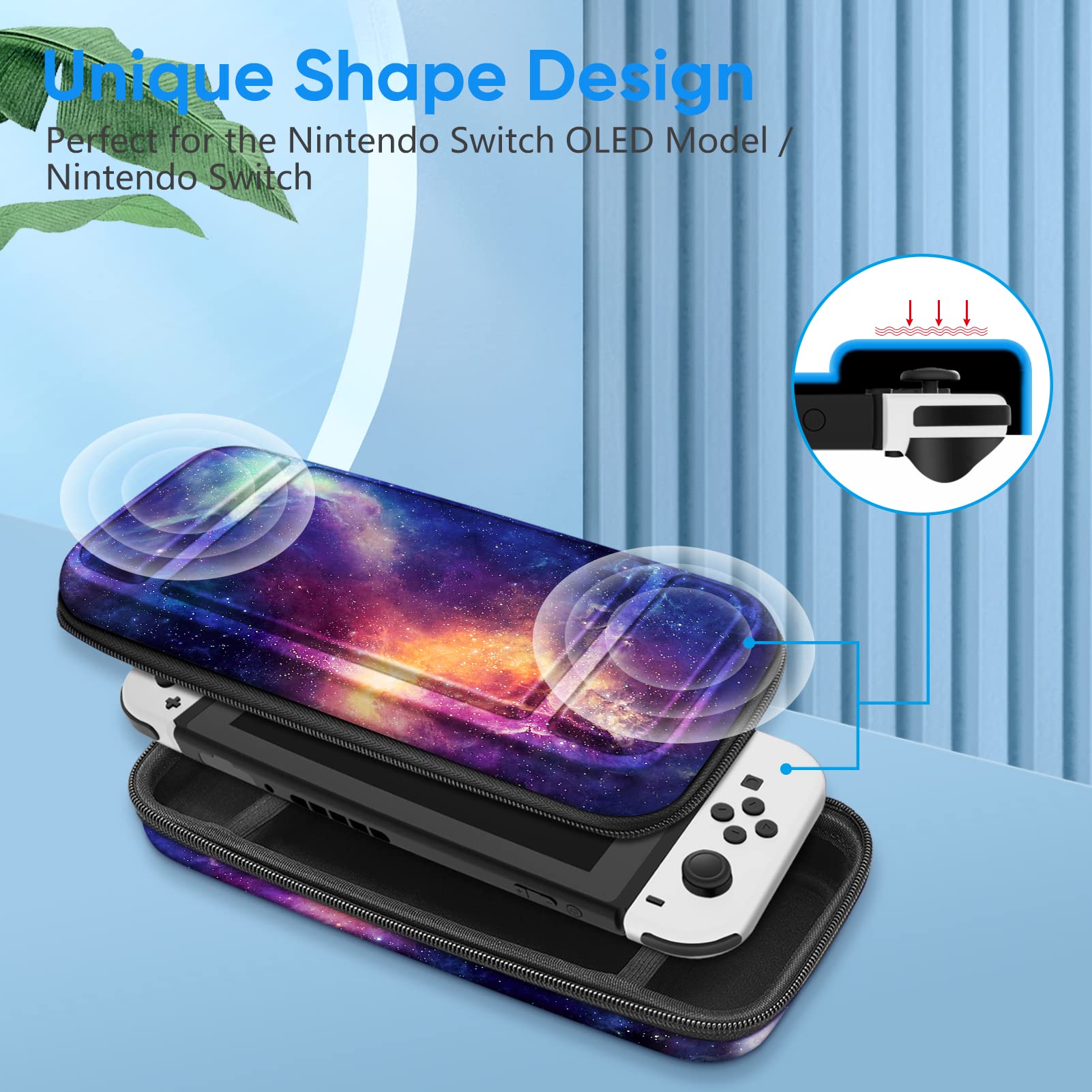 FINTIE Étui pour Nintendo Switch OLED 2021 et Switch 2017 - Housse de Transport Anti-Choc en EVA, Étui de Voyage avec 10 Emplacements Cartes de Jeu