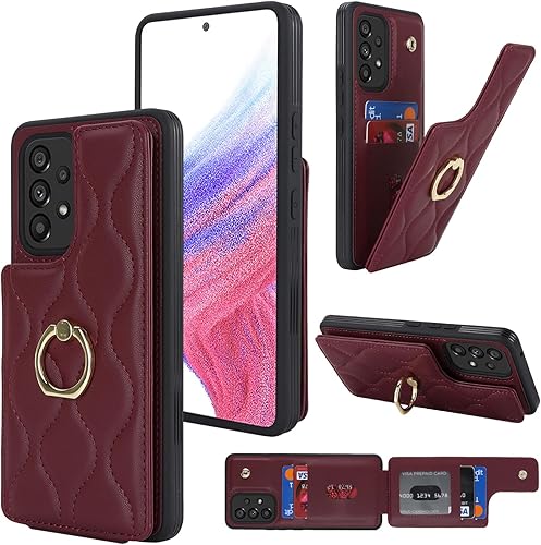 Funda para Samsung Galaxy A53 5G con tarjetero y anillo, tarjetero de crédito, bloqueo RFID, soporte de anillo, fundas tipo cartera para mujer (6.5