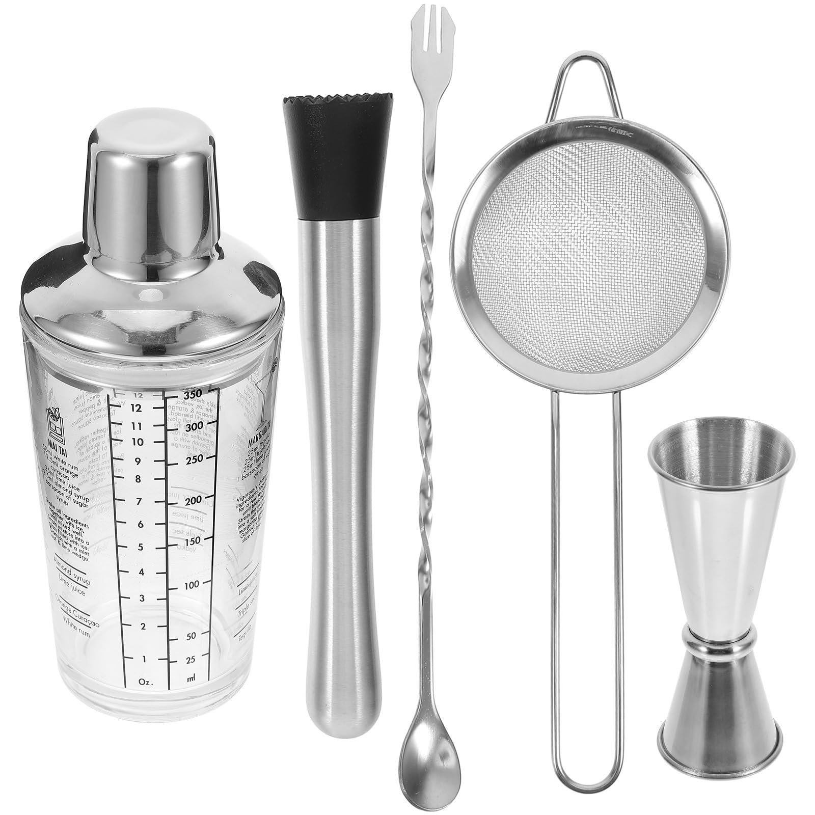 Juego de Cocteleras de Vidrio 350ml, Acero Inoxidable, 1 Set