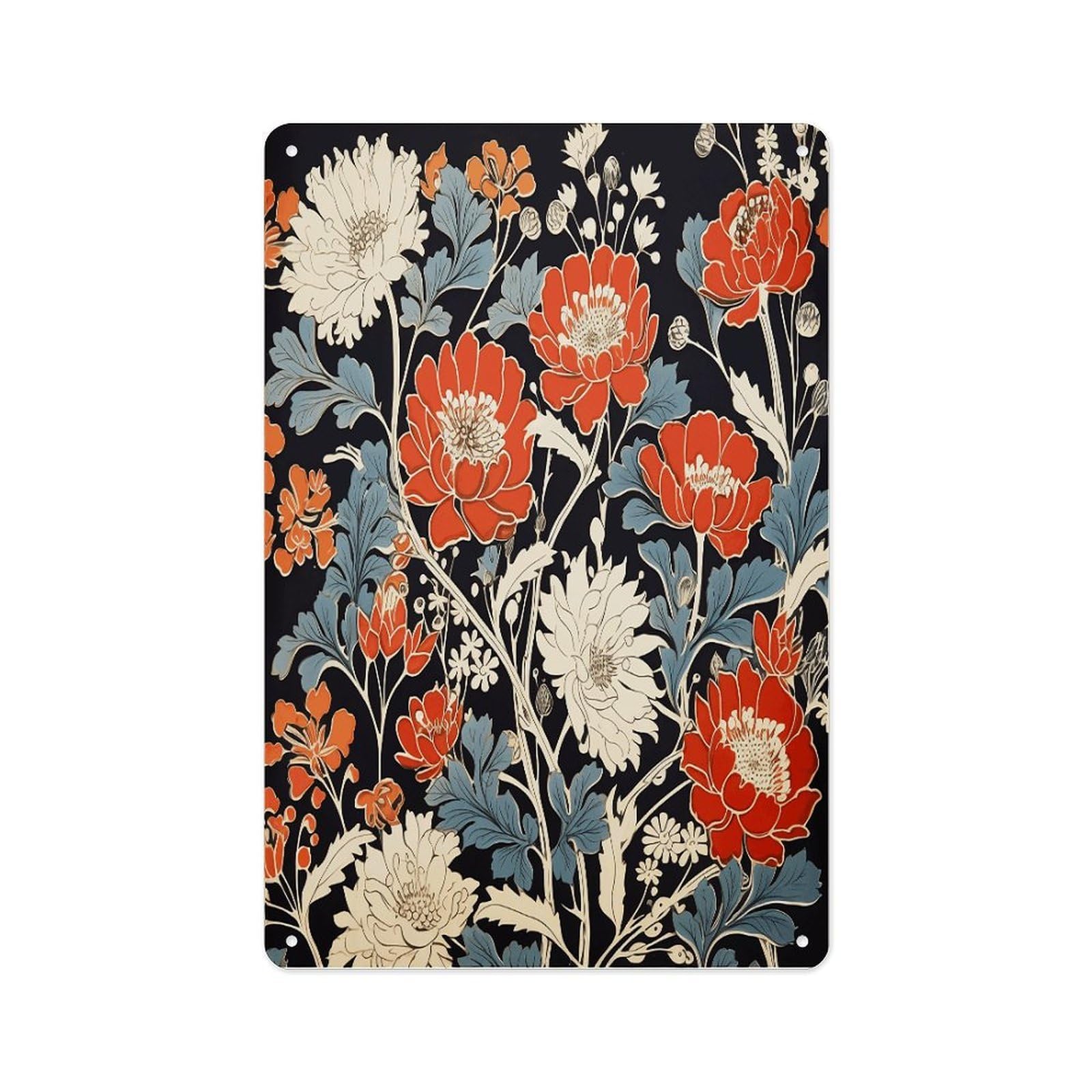 Fekiloot Style Japanese Flower Wall Decor Metal Signs Tin Signs Poster