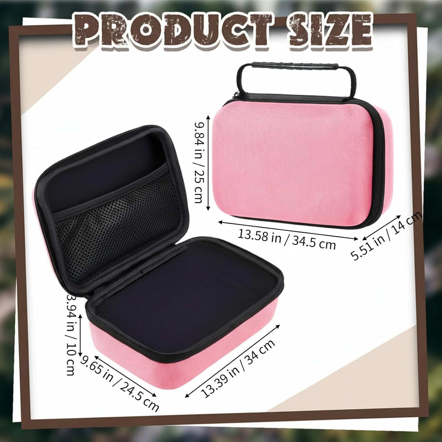 Relaxweex EVA Hard Case with Customizable Foam 13.5 x 9.8 x 5.5 Inch Protective EVA Carrying Case Shockproof Outdoor for Camera, Digital Products, Electronic Instruments with Knife, Pink