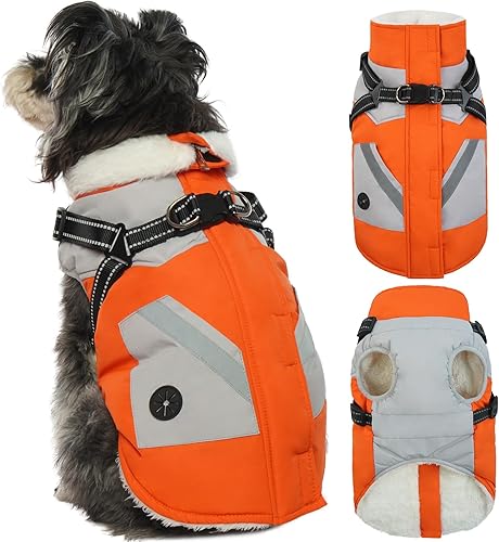 Miniatura 7 de FUAMEY Chaquetas para perro, abrigo para perro con arnés integrado, chaqueta impermeable para perro, abrigo de invierno para perro con cremallera en