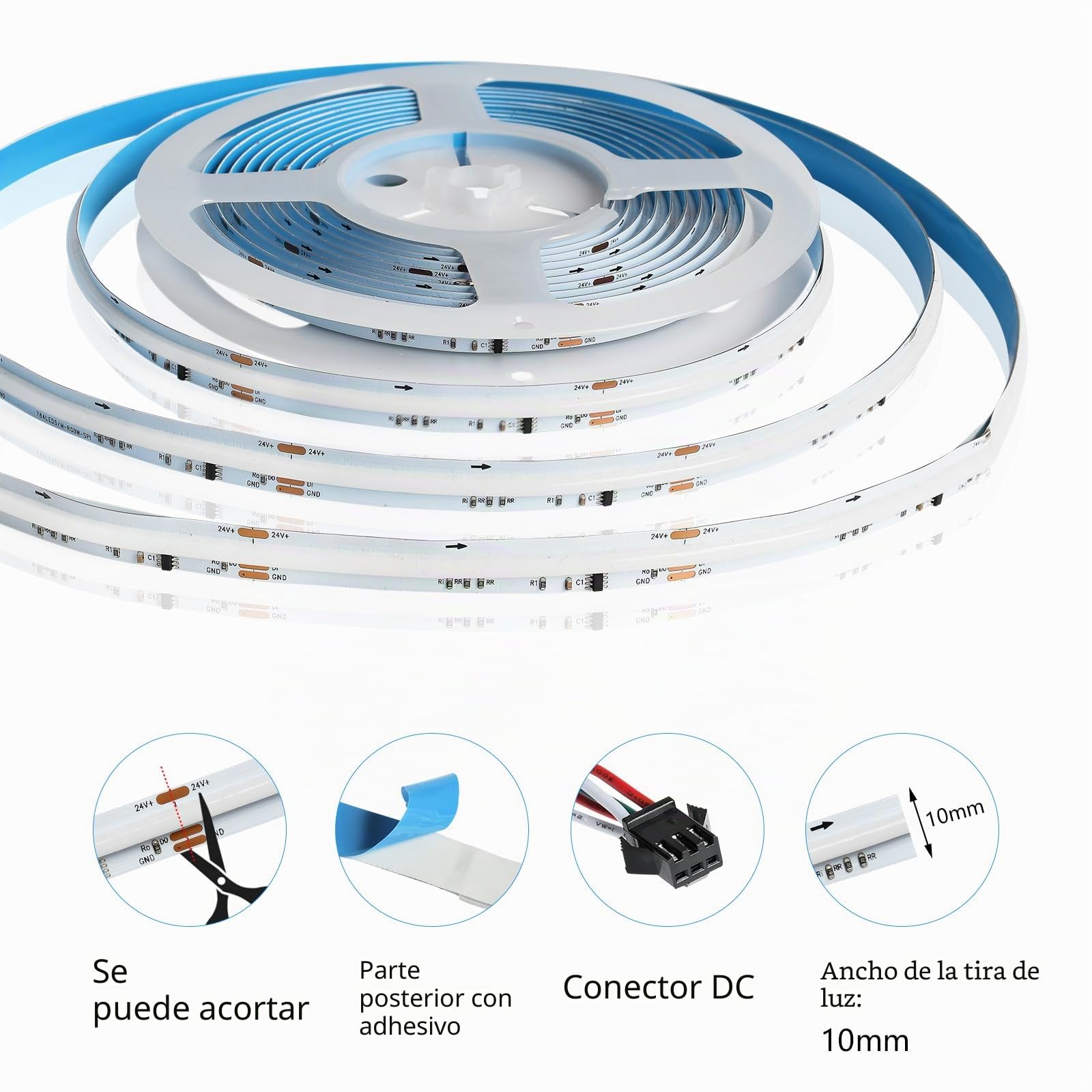 5M COB Wifi Cinta Led,Led Dormitorio RGBWW+IC 784led/M 3920leds 24V, Tira Led RGBWWIC Dinámica Multicolor con Mando a distancia,LED tira funciona con Google Home Assistant/Alexa