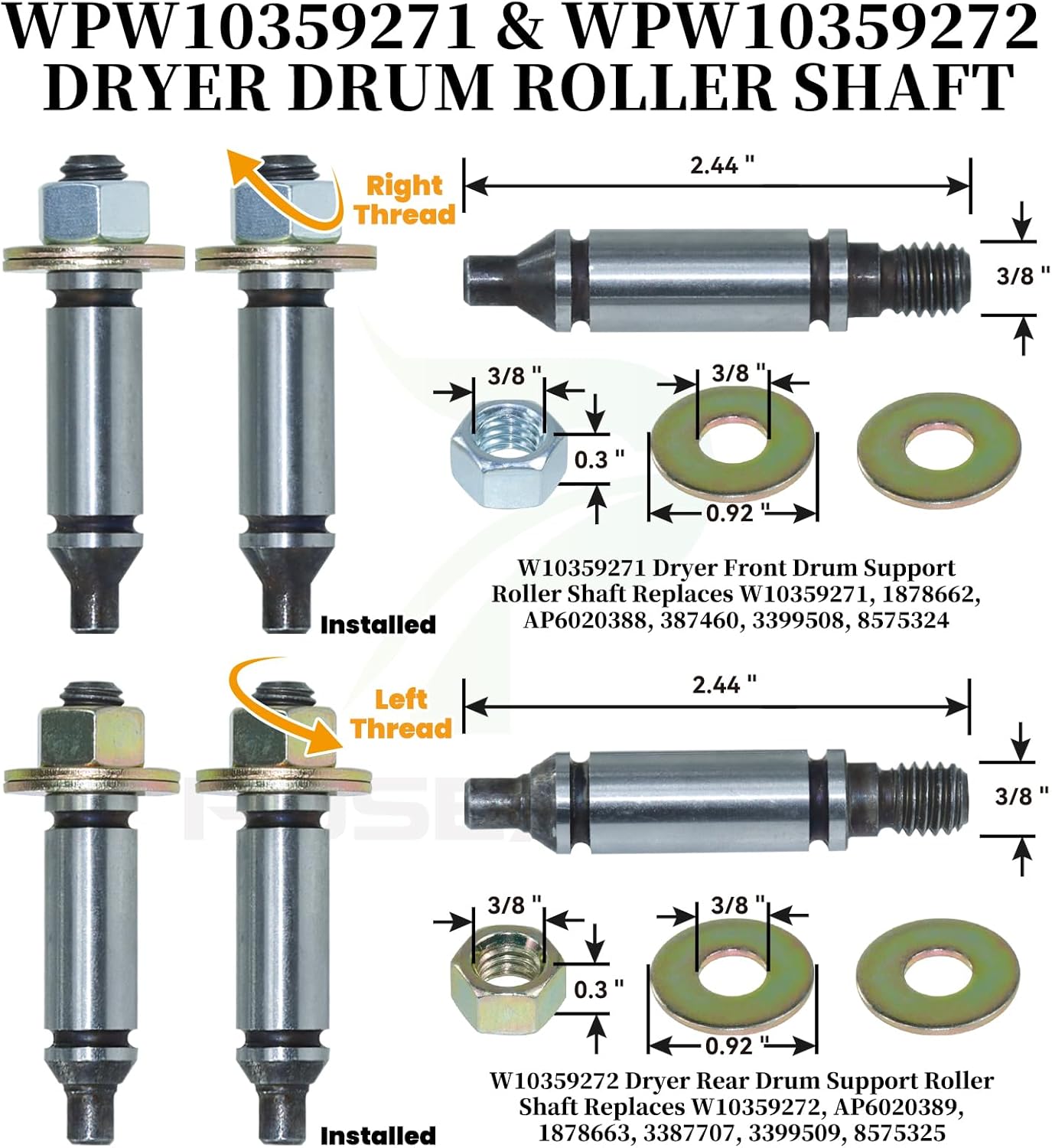 [Upgraded] 4392067 Dryer Repair Kit with WPW10314173 Drum Roller 279640 Dryer Idler Pulley 661570v Dryer Belt WPW10359272 WPW10359271 Dryer Drum Roller Axle Tools for Whirlpool Maytag Dryers