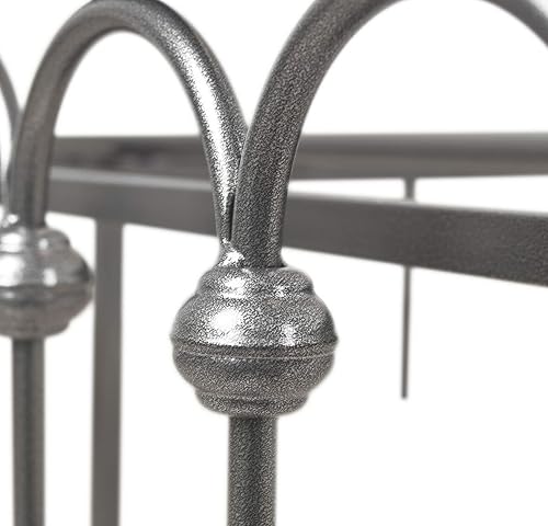 Miniatura 17 de 1730 1710 1707. Marco de cama de metal, tamaño queen, con cabecera vintage y base de plataforma con pie de cama, de hierro forjado. Negro -,Marrón