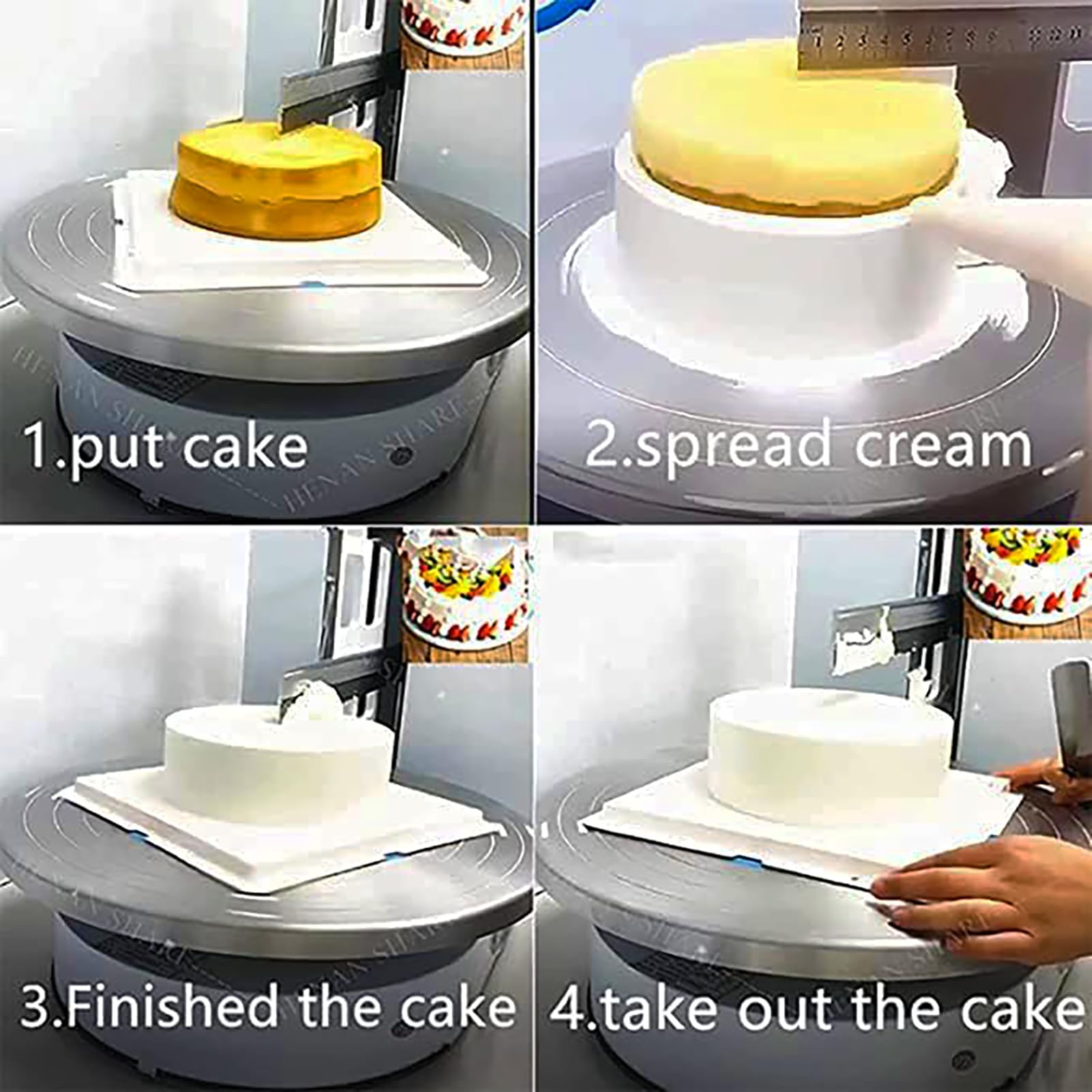 Máquina automática de revestimiento para alisar pasteles, esparcidor de decoración de crema para pasteles de 4 a 12 pulgadas, ideal para tiendas de postres