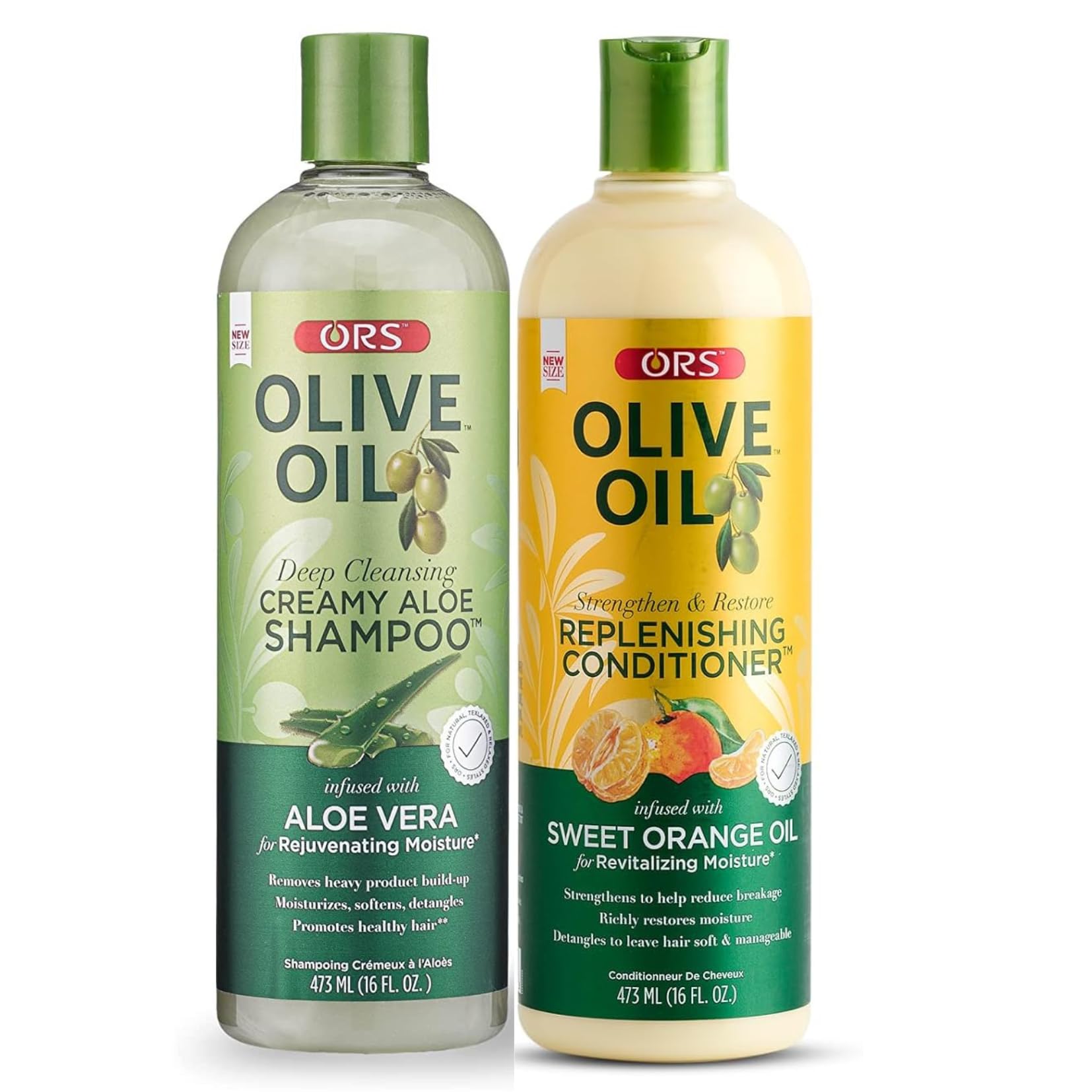 ORS Olive Oil Creamy Aloe Shampoo & Replenishing Conditioner for Revitalizing & Rejuvenating Moisturel 2 Piece Set