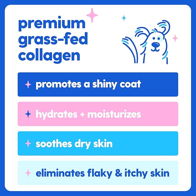 Premium Grass-fed Collagen for Dogs Skin and Coat Supplement, Cats | Taily Liquid Collagen | Itch Relief for Dogs with Allergies, Biotin, Vitamin C and Hyaluronic Acid | Made in USA