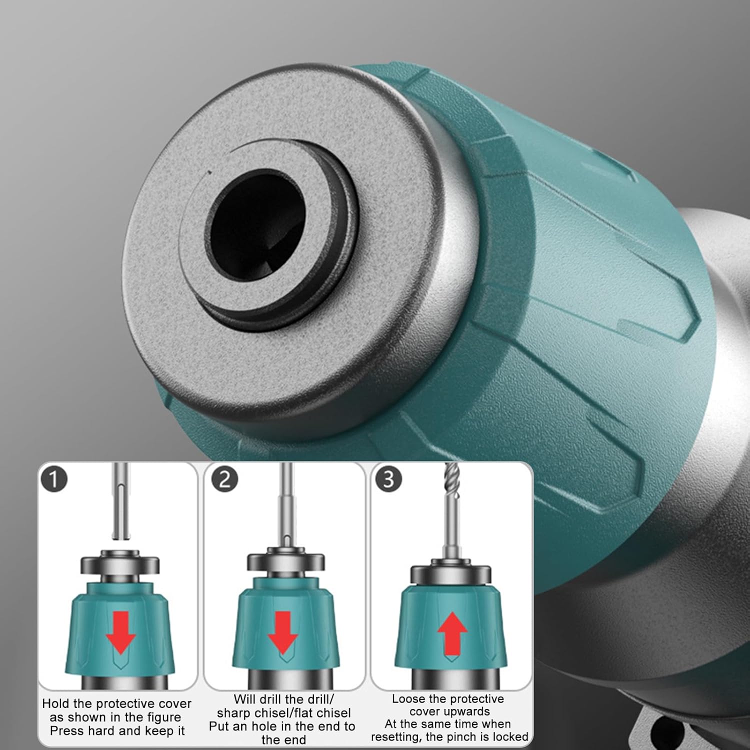3 in 1 Hammer Drill, SDS-Plus Heavy Duty Rotary Hammer Drill Pick, Industrial Grade Concrete Demolition Hammer US Plug