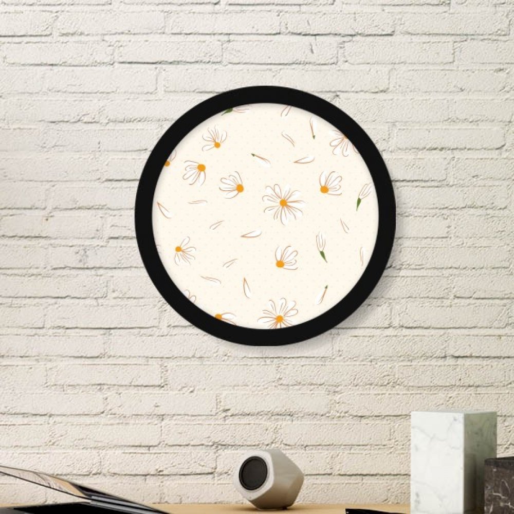 Cadre photo rond en bois noir avec peinture fleur pétale poire blanche