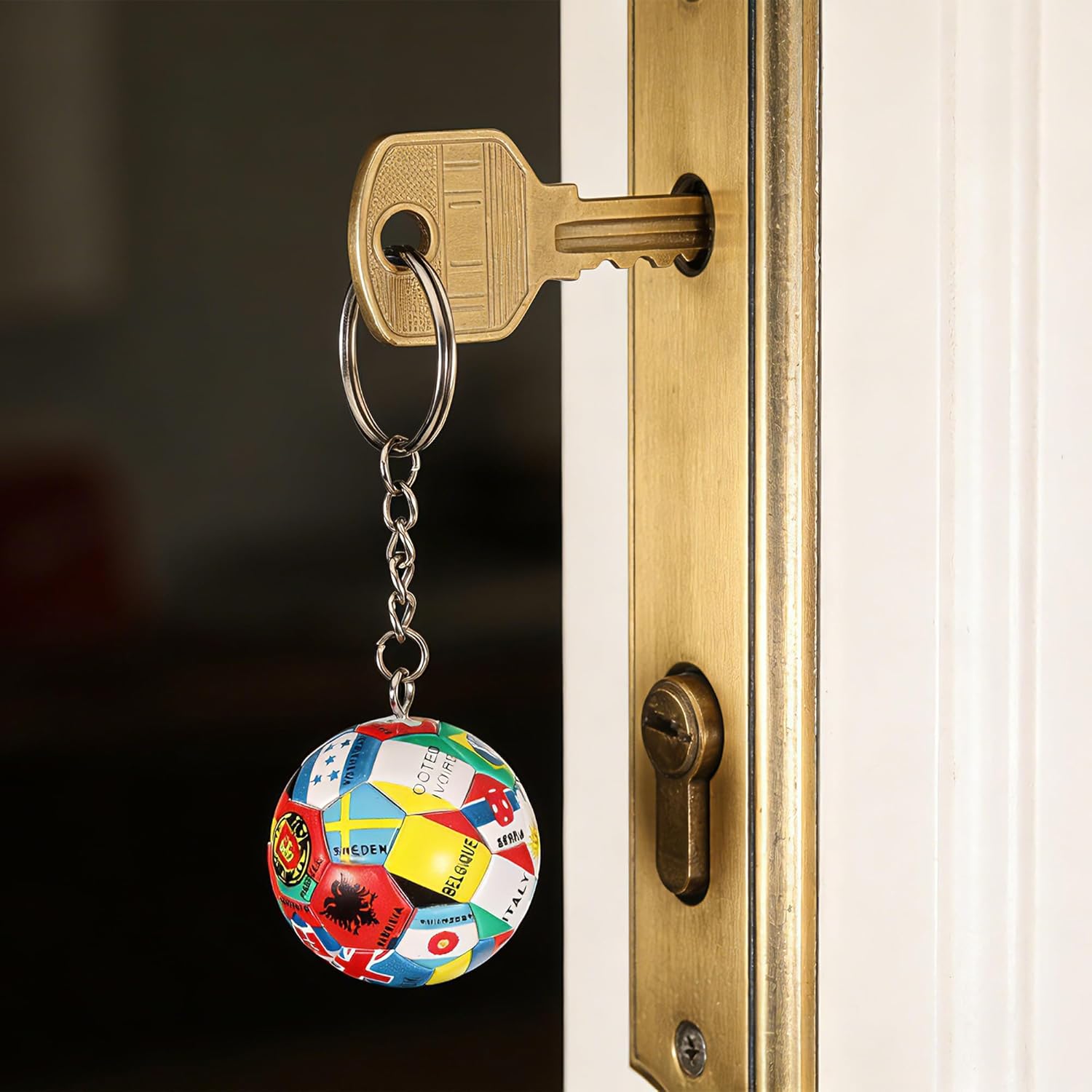 World Cup Soccer Keychain National Flags Football Key Ring Sports Souvenir & Backpack Accessory for 2026 Football Fans