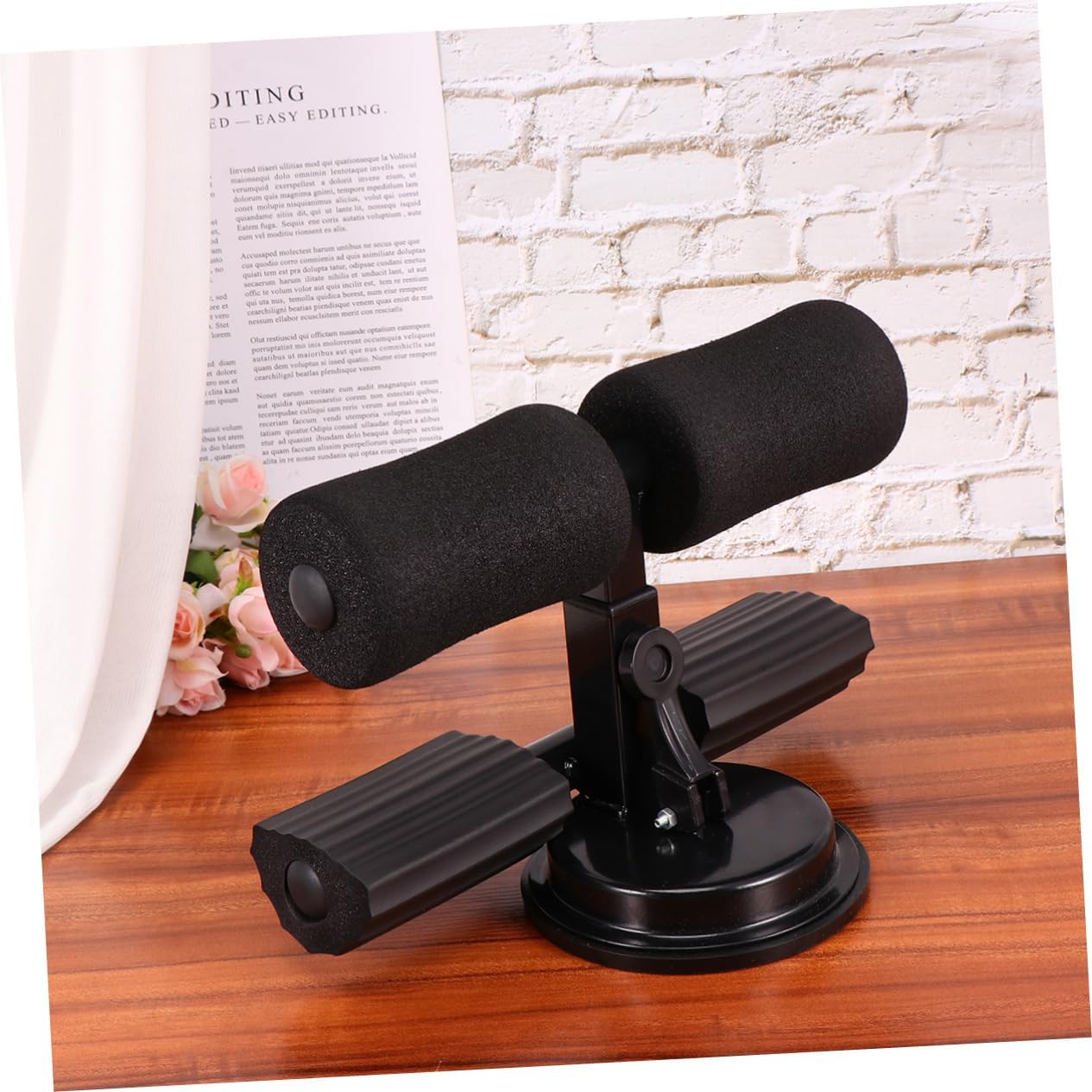 VICASKY 1Pc Suction Cup Abdominal Trainer with Height Fitness Bar for Leg Muscle Training Home Exercise Equipment Black Double Bar for Core Strength Workouts