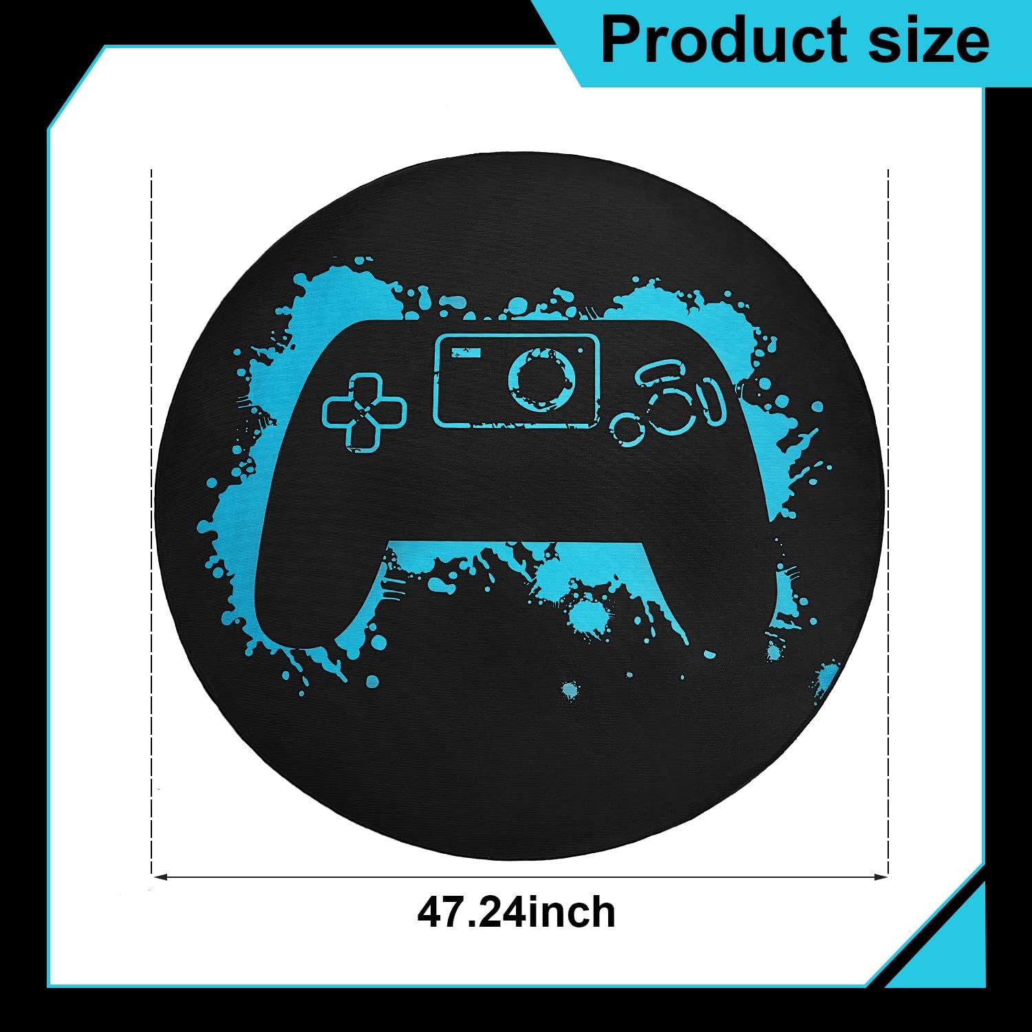 Taiyin Gaming Chair Mat Round Chair Mat for Hardwood Floor Gaming Rugs Antislip Carpet Rug Floor Protector for Room Home Office, 47 Inch
