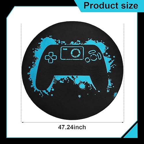 Miniatura 2 de Taiyin Tapete redondo para silla de juegos, tapete para silla de piso de madera dura, tapete antideslizante para habitación, hogar, oficina, 47