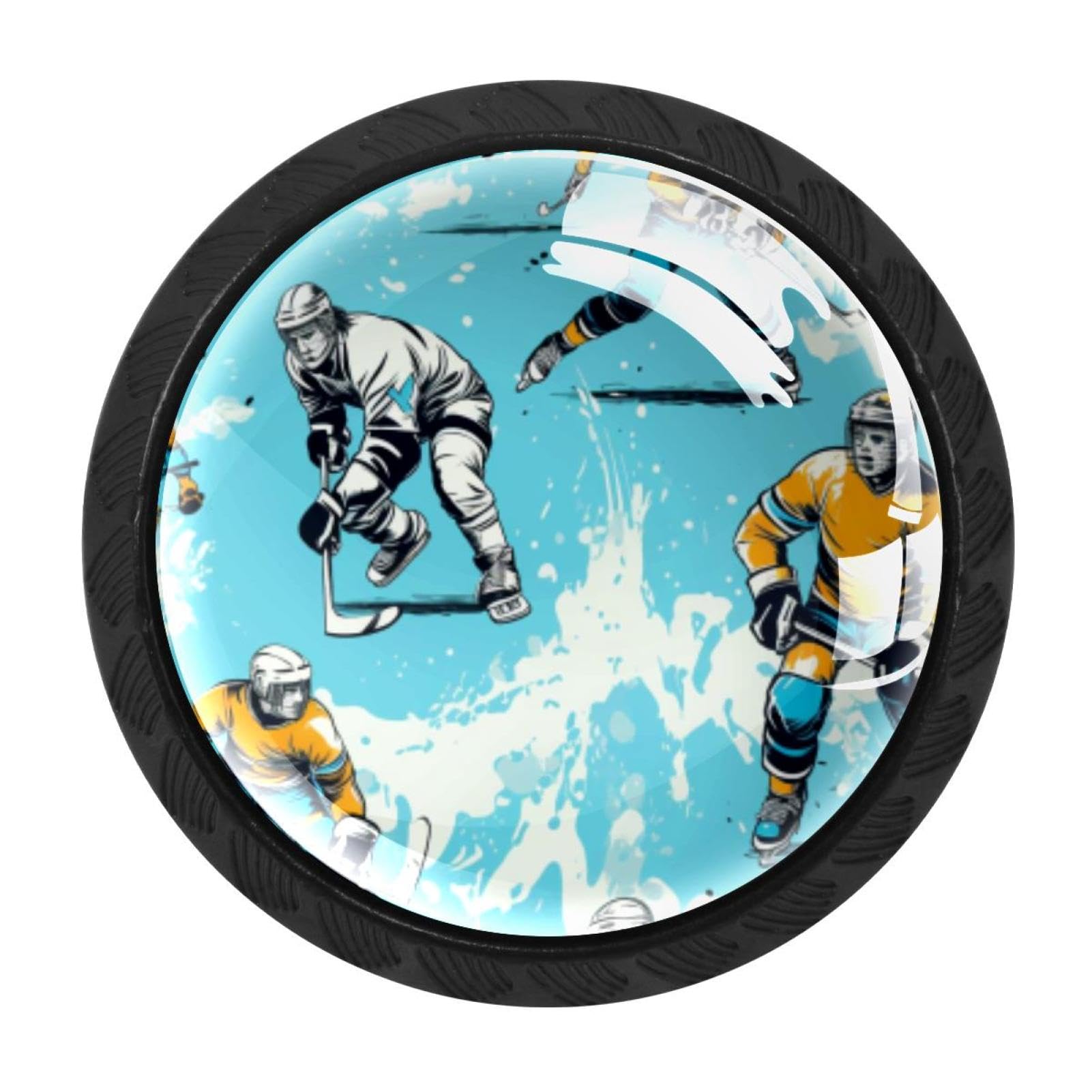 Chenzzzz Multicolored 03 Ice Hockey Drawer Knobs 4 Pack Crystal Dresser Knobs 35Mm Glass Cabinet Knobs For Home Office Bathroom