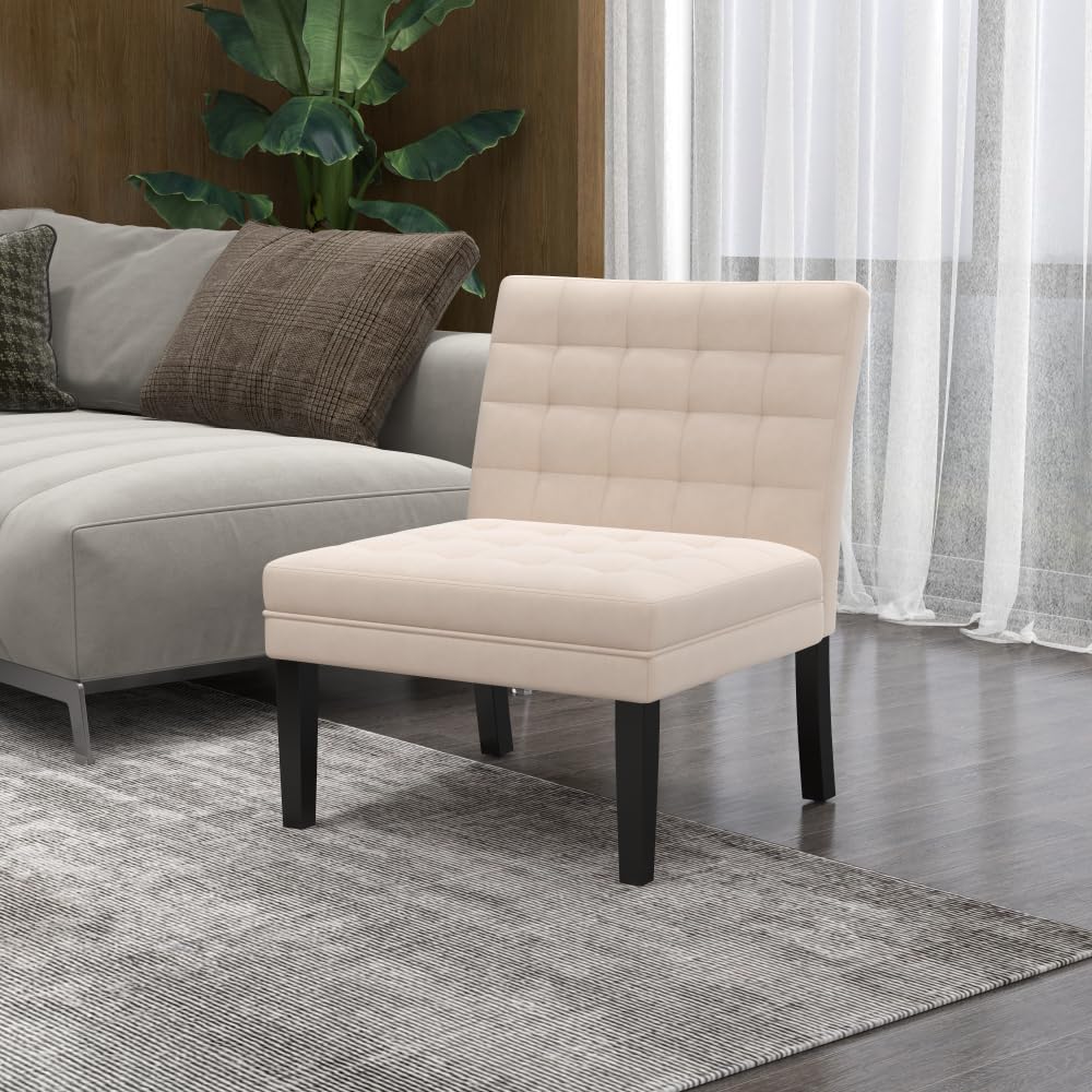 Heng Ming Velvet Casual Sofa, Square with Pull-Out Point Decoration, Solid Wood Legs,Set of 1