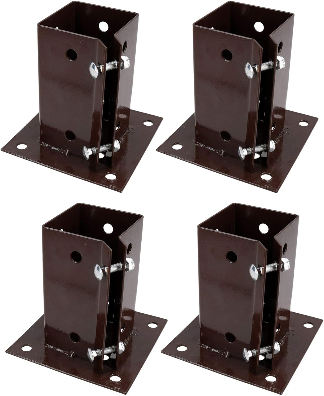 4 x Fence Post Decking Bolt Down Support Holder Clamp For Posts 75mm x 75mm