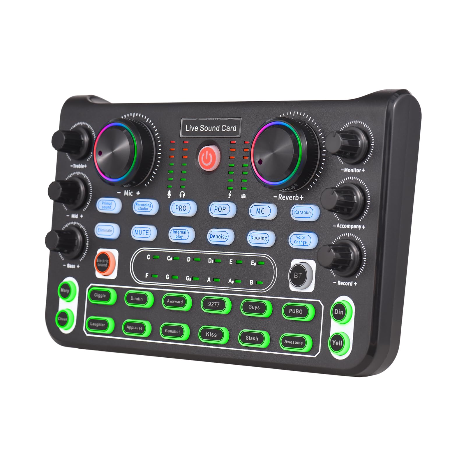 summina Live Sound Card Audio Mixer Audio Mixer Recording Desktop Singing DC 5V 44.1KHz Noise Reduction for Streaming Podcasting Gaming Recording Soundboard with Indicator Light Knob Button Control