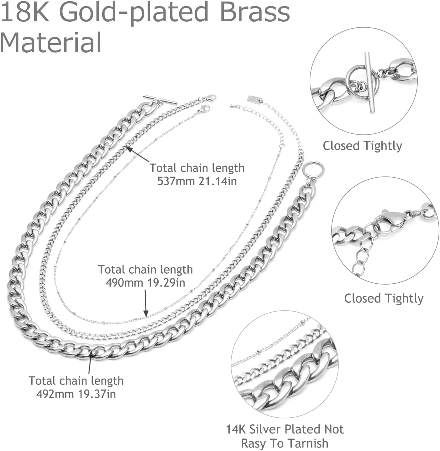 Cuban Choker Necklace Herringbone Snake Necklace Paperclip Chain Layered Necklaces for Women Jewelry - Image 3