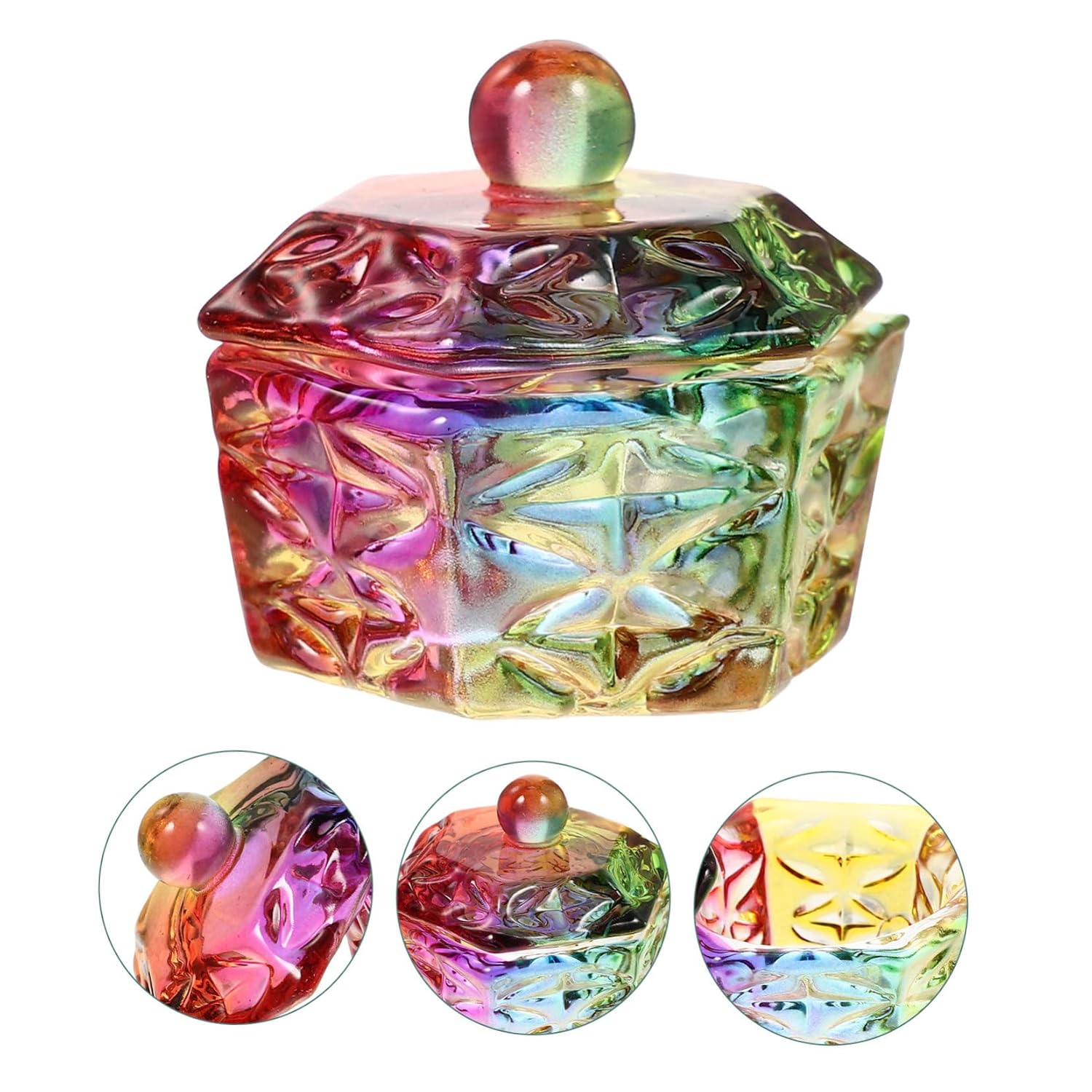Color Crystal Nail Art Cups 2pcs Glass Dappen Dish for Professional Manicure Powder Mixing and Nail Liquid Use with Lid for Easy Storage