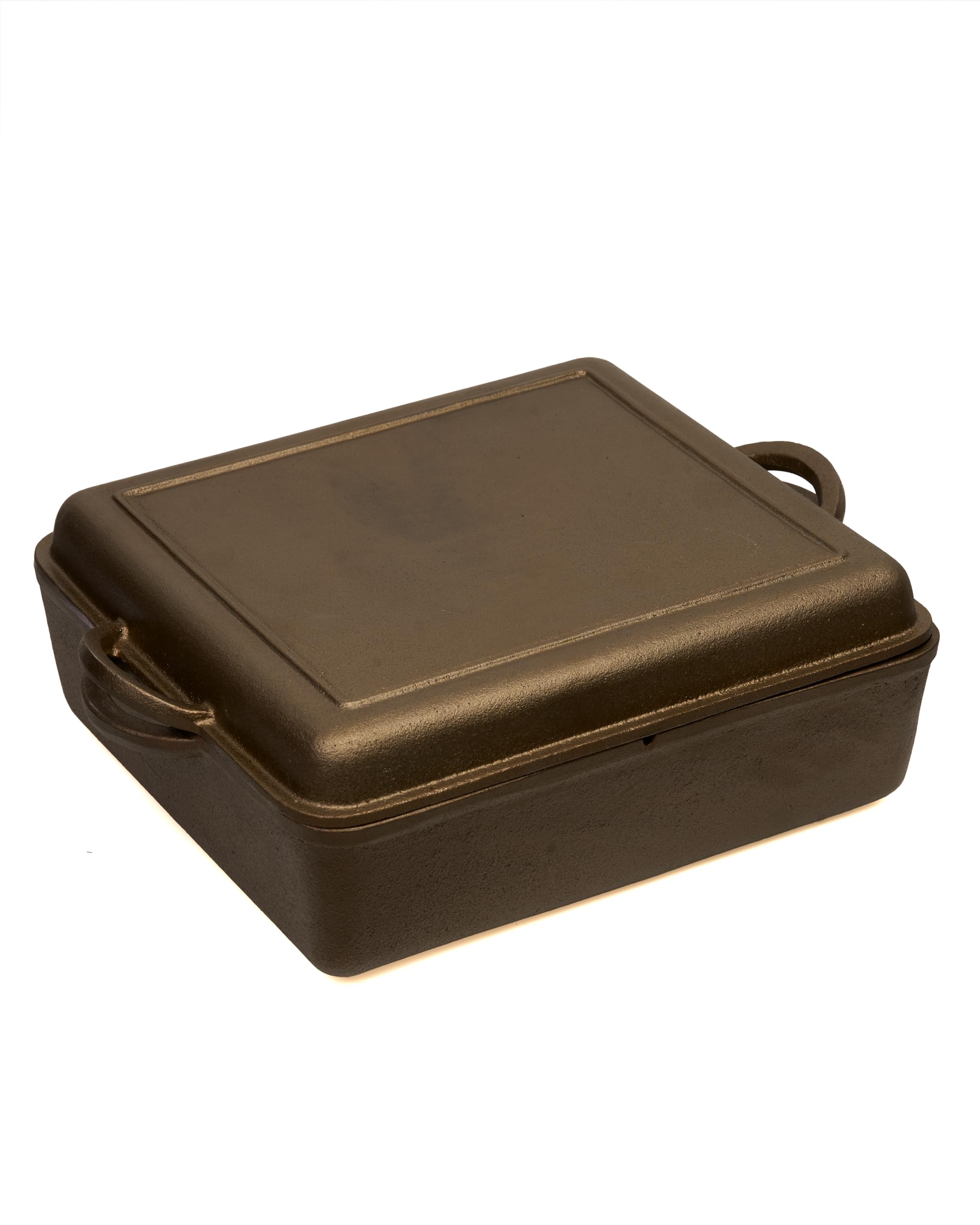 Pott & Flamme handpolierter Gusseisen eingebrannter Bräter 10,8 Liter | Deckel als Grillpfanne | alle Herdarten | auch Induktion