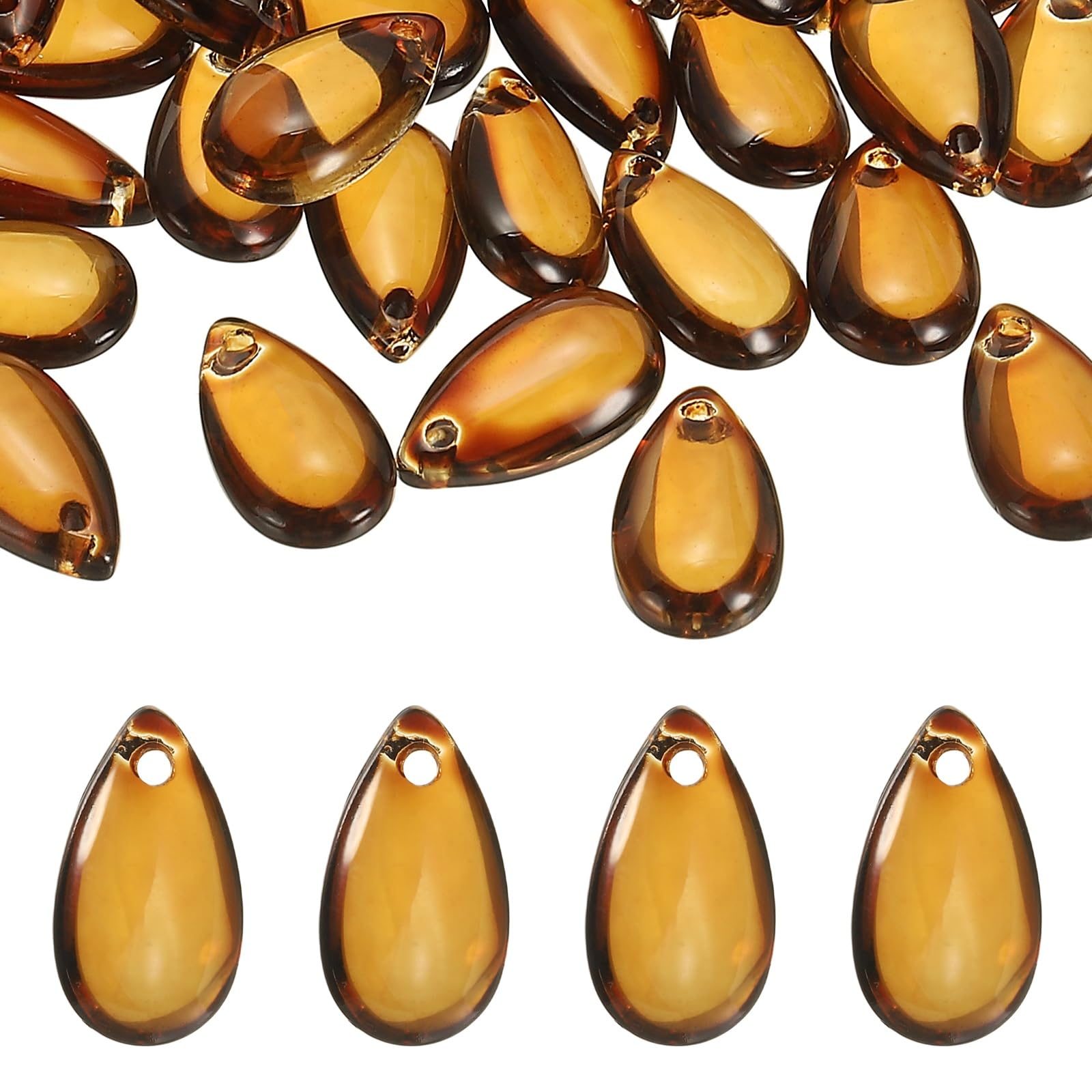 PATIKIL Teardrop Beads, 100Pcs Crystal Tear Drop Top Drilled Pendants Charm Teardrop Czech Glass Beads for DIY Jewelry Making Bracelets Necklace Earrings Craft, Coffee โ image 1