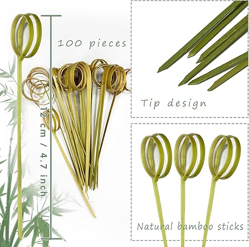 Miniatura 8 de 100 palillos de cóctel de bambú, accesorios de charcutería, palillos de dientes para aperitivos, palillos de dientes de cóctel, brochetas para