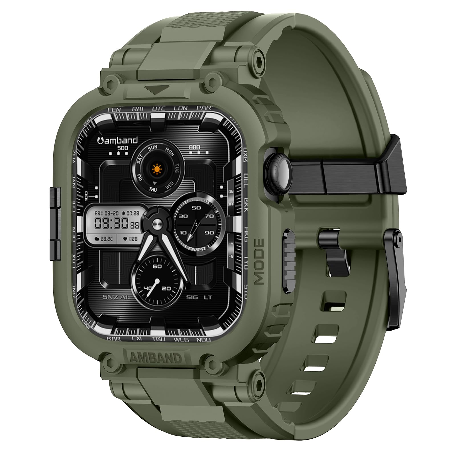 amBand M1 Sport Case Band for Apple Watch Ultra 3/2/1 & SE 3/2/1 & Series 11 10 9 8 7 6 5 4 3 49mm 46mm 45mm 44mm 42mm 41mm 40mm 38mm, Shockproof & Scratch Resistant Rugged Bumper for Men