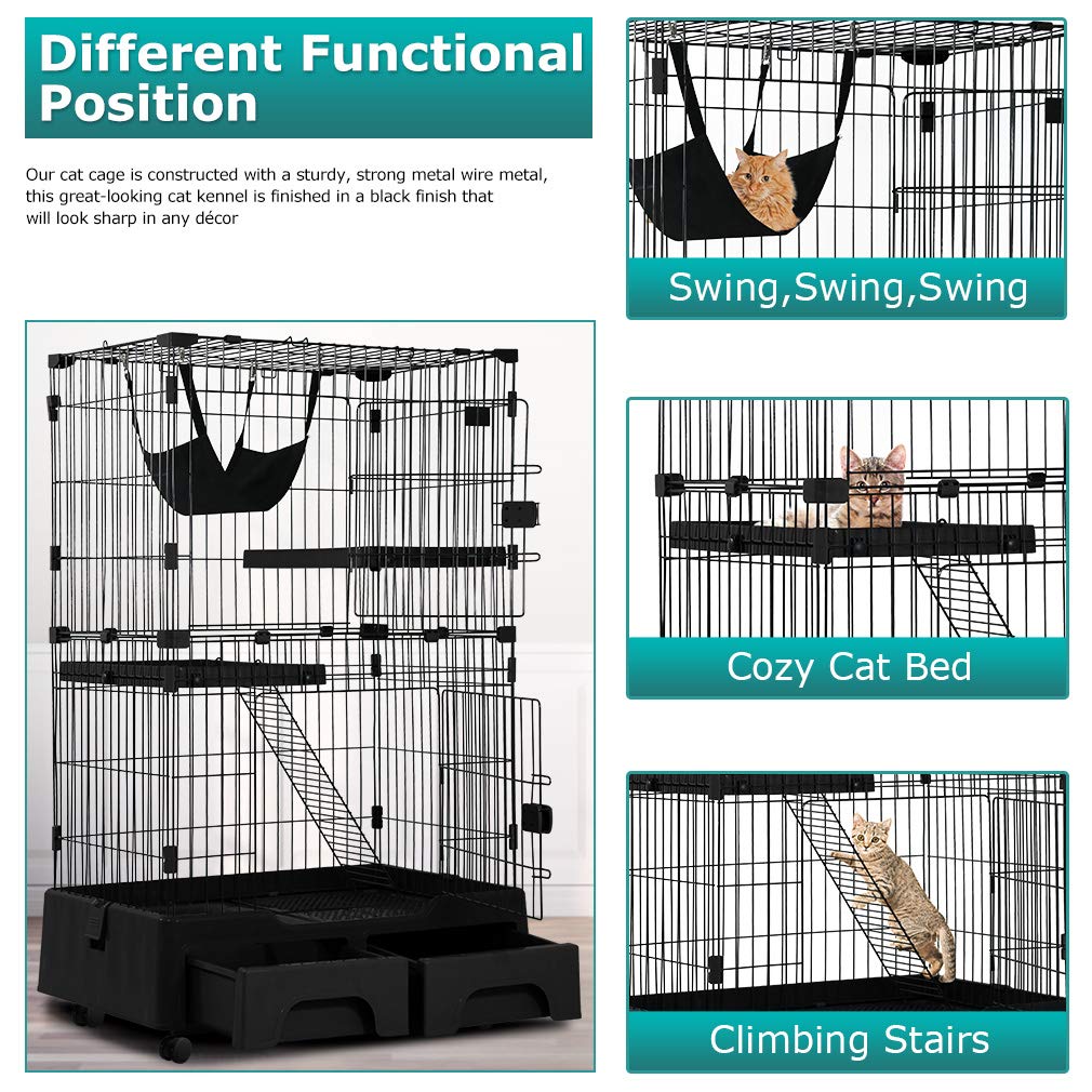Buy Cat Cage Playpen Kennel Crate 52.3 Inchs Height Cat House Cat