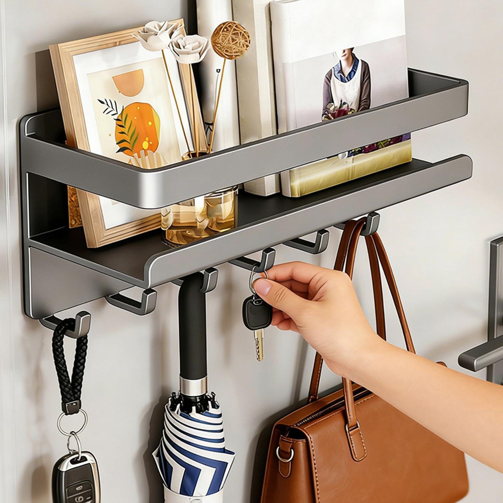 Genérico Estante Magnético para Estantería de Pared Sin Taladro | Organizador de Encimera de Cocina para Despensa, Baño, Lavandería, Garaje, Dormitorio, Oficina, RV, Mostrador de Cocina