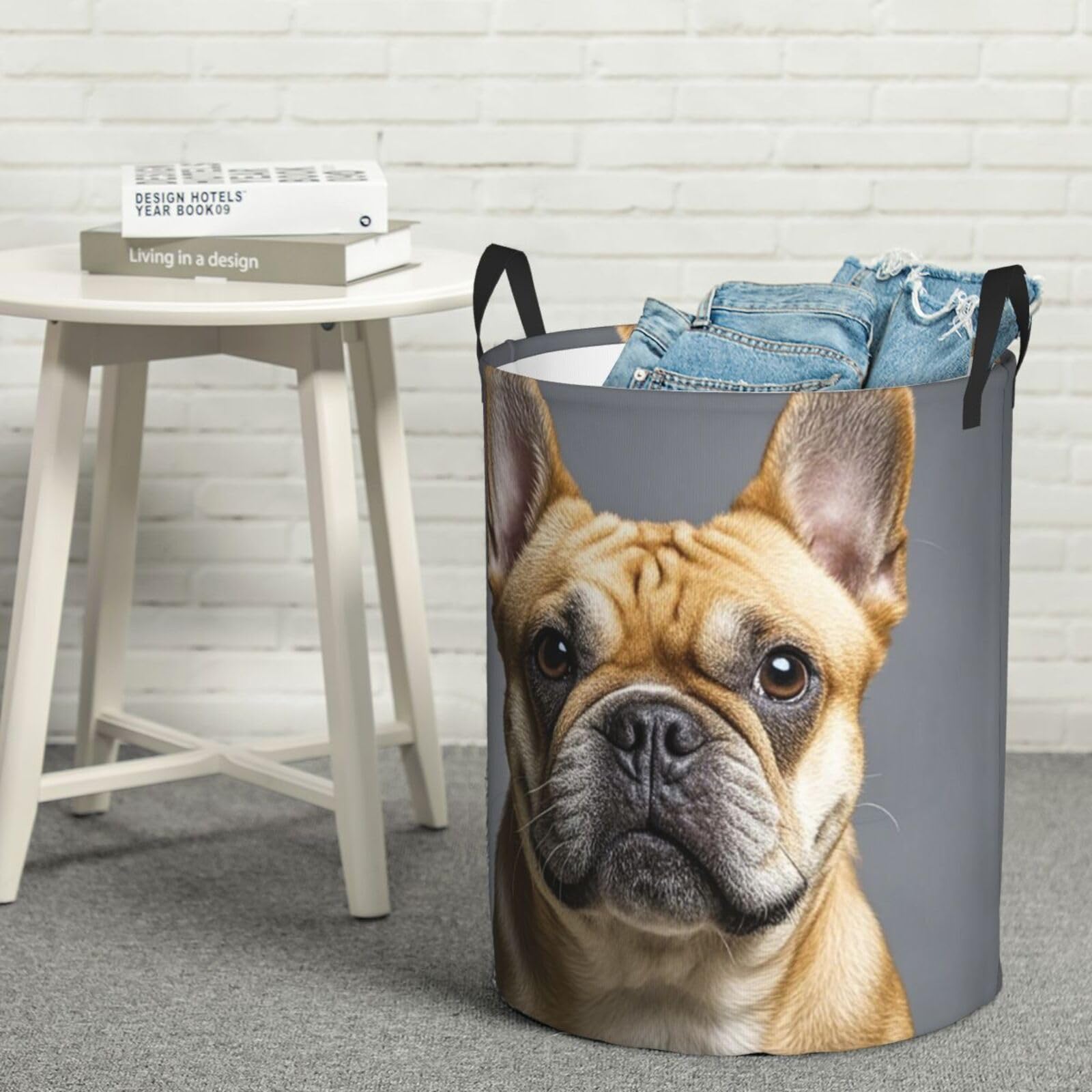 Cesto Ropa Sucia Bulldog Francés Cesto De Almacenamiento 50X40Cm