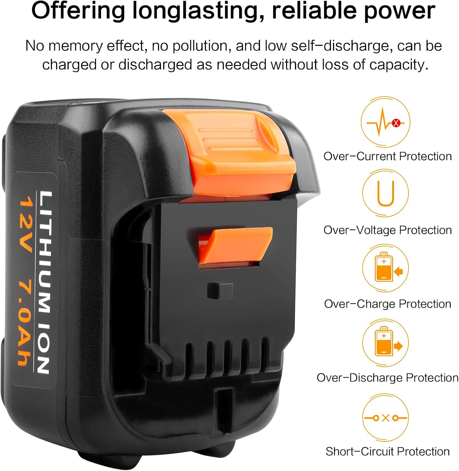Labtec High-Capacity 12V 7Ah Replacement Battery Compatible with Dewalt 12V Power Tools (DCB123, DCB127, DCB122, DCB124, DCB121) - 4 Pack