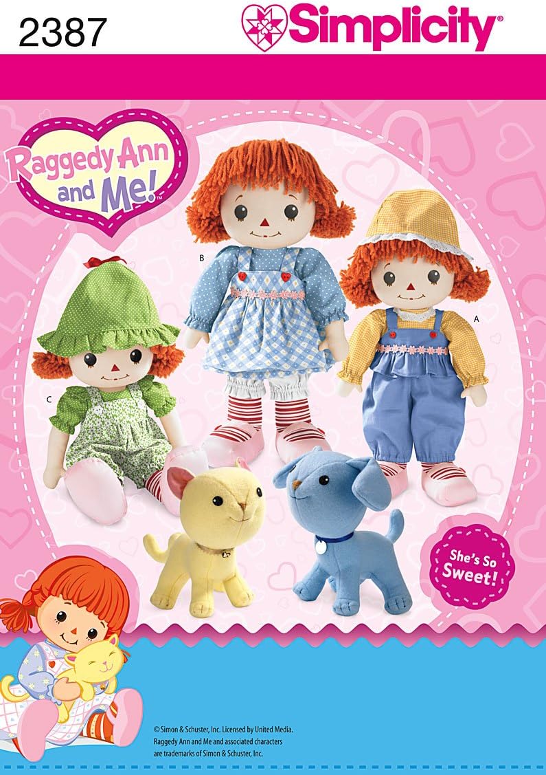 Simplicity Sewing Pattern 2387 Raggedy Ann and Me Doll, One Size